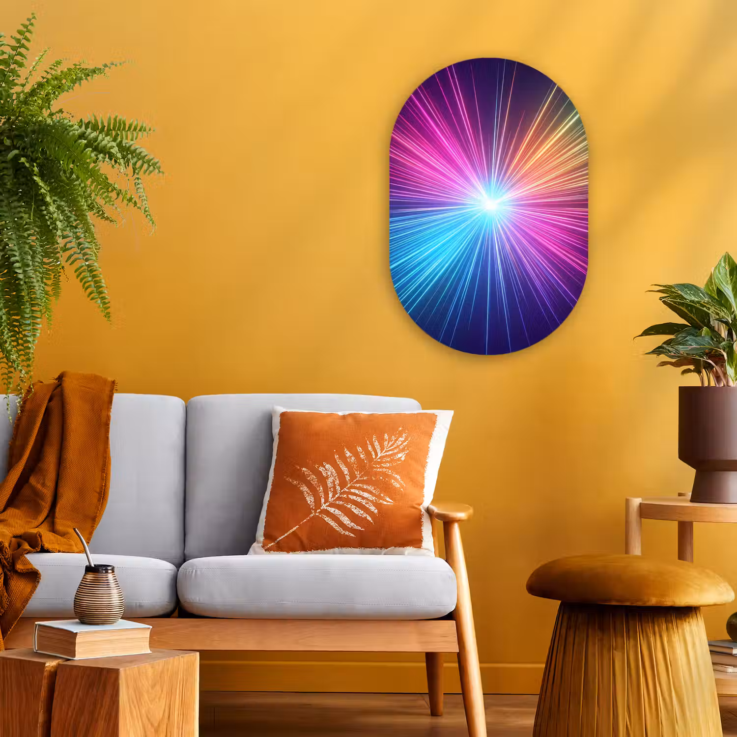 Abstract - Light - Burst - Modern - Colorful Wandcirkel Ovaal Forex klein -sfeer4