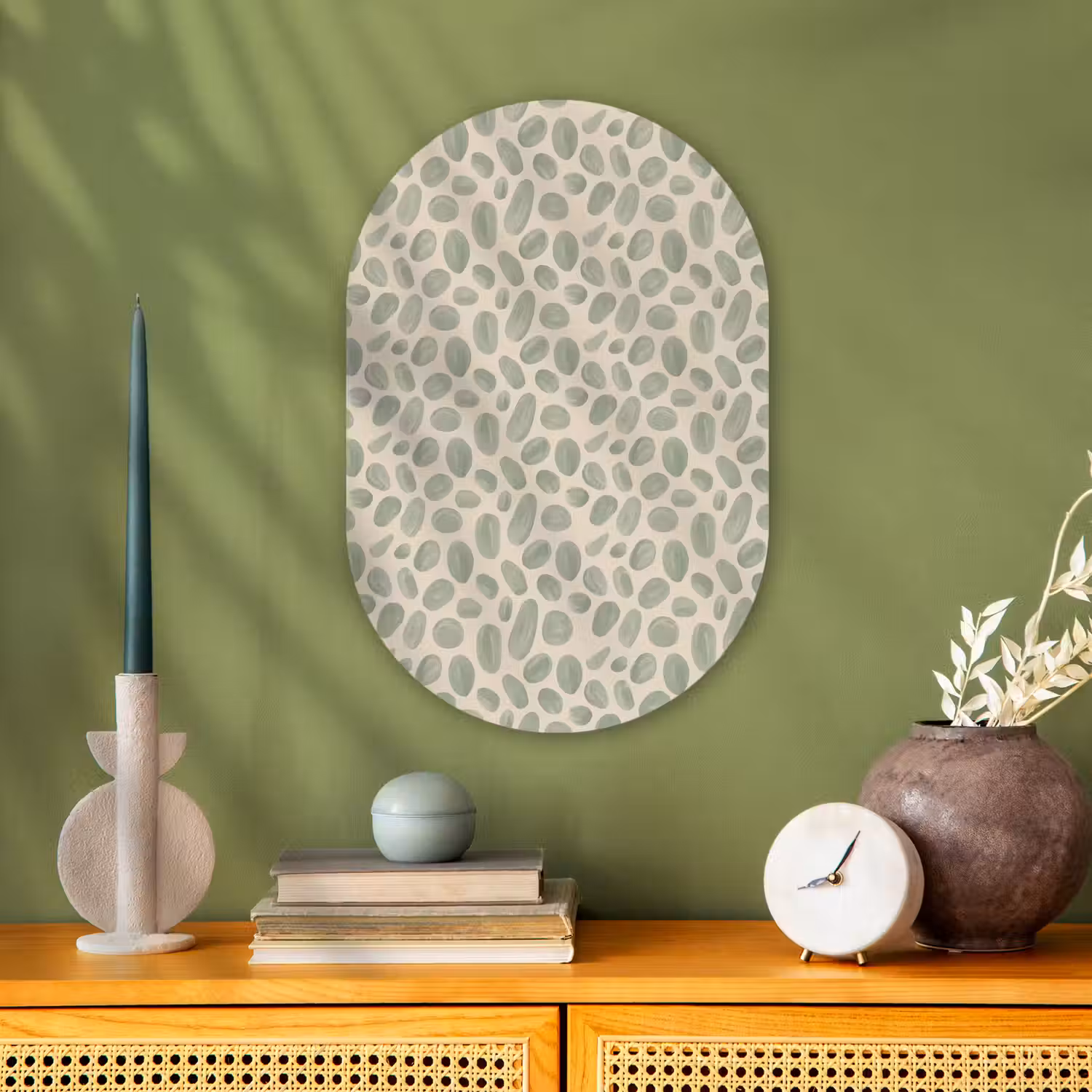 Abstract - Patroon - Organisch - Groen - Modern Wandcirkel Ovaal Forex klein -sfeer2