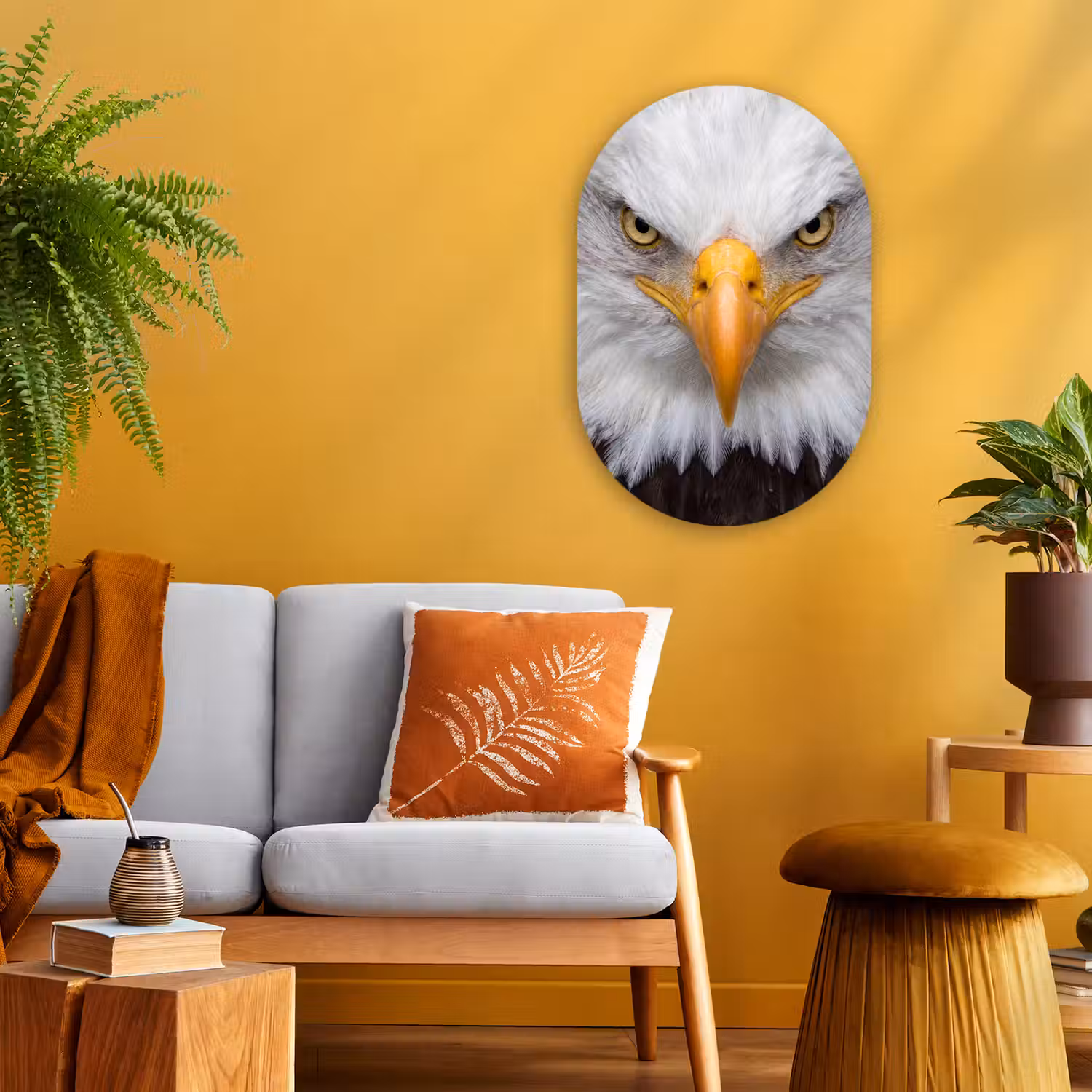 Amerikaans - Zeearend - Portret - Geel Wandcirkel Ovaal Forex klein -sfeer4