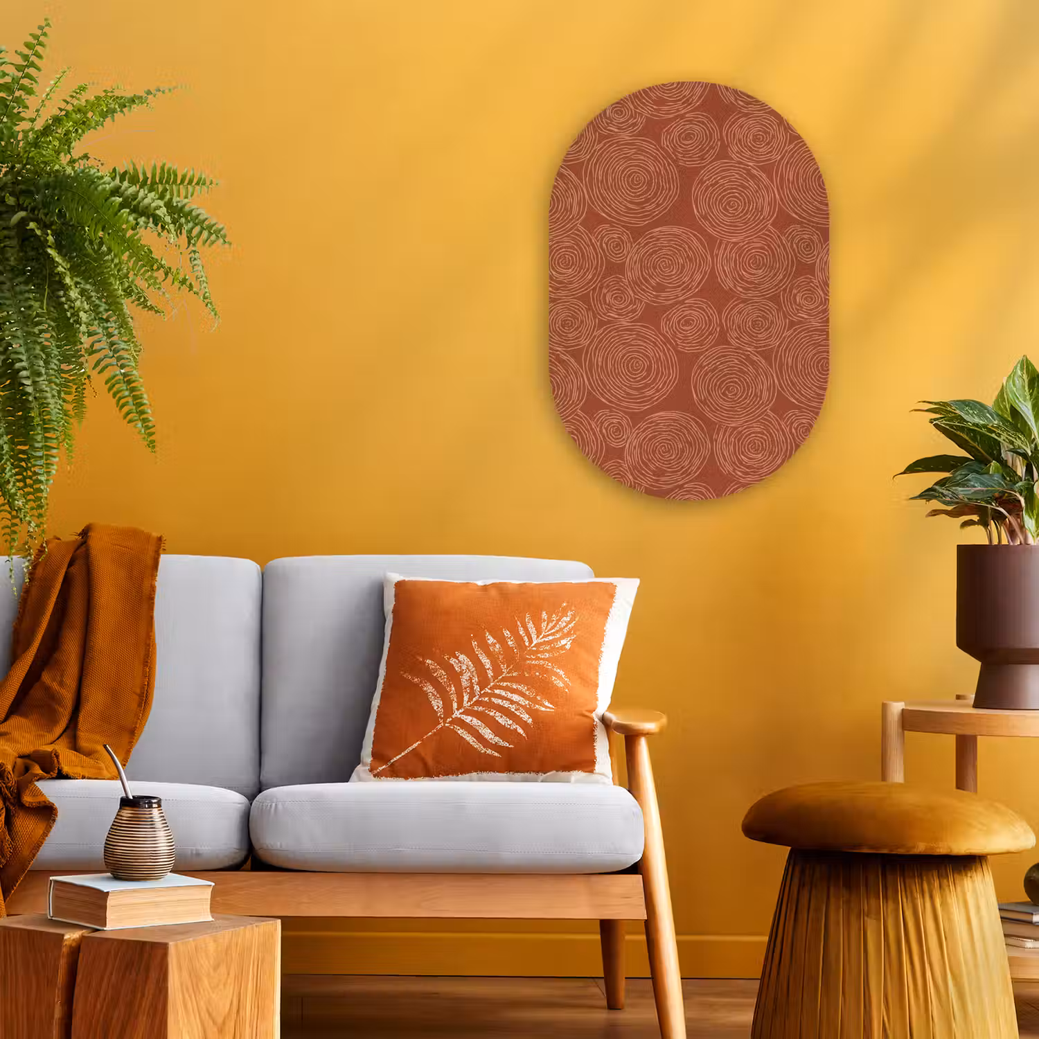 Cirkels - Abstract - Artistiek - Terracotta Wandcirkel Ovaal Forex klein 630 -sfeer4