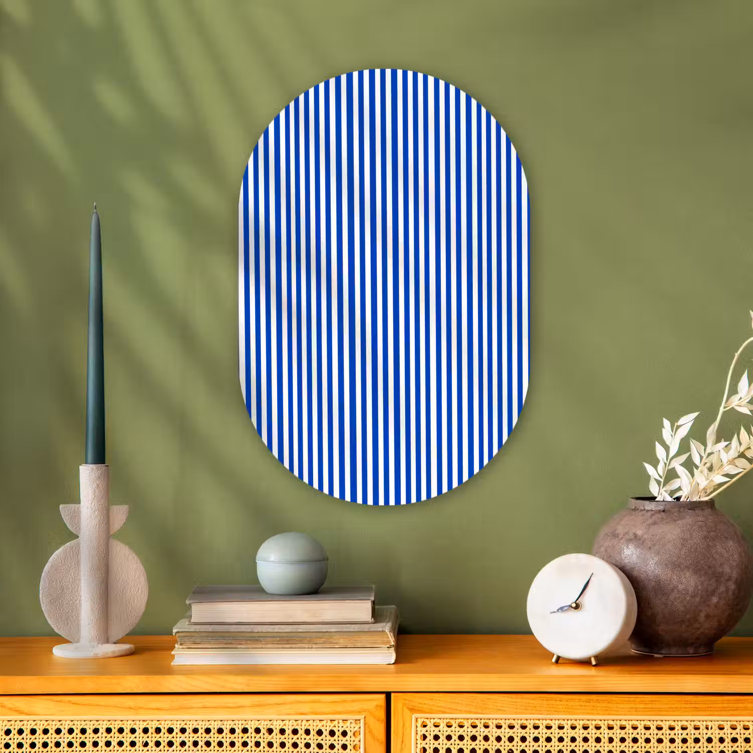 Klassiek - Strepen - Blauw Wandcirkel Ovaal Forex klein 630 -sfeer2