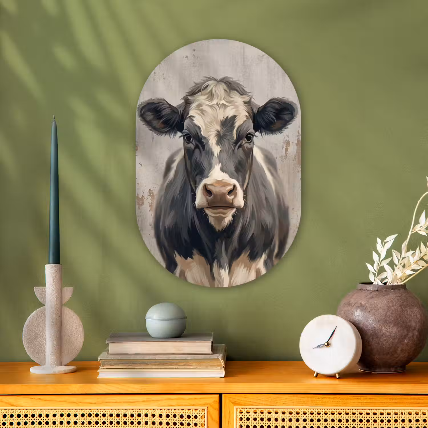 Koe - Portret - Dieren - Modern Wandcirkel Ovaal Forex klein -sfeer2