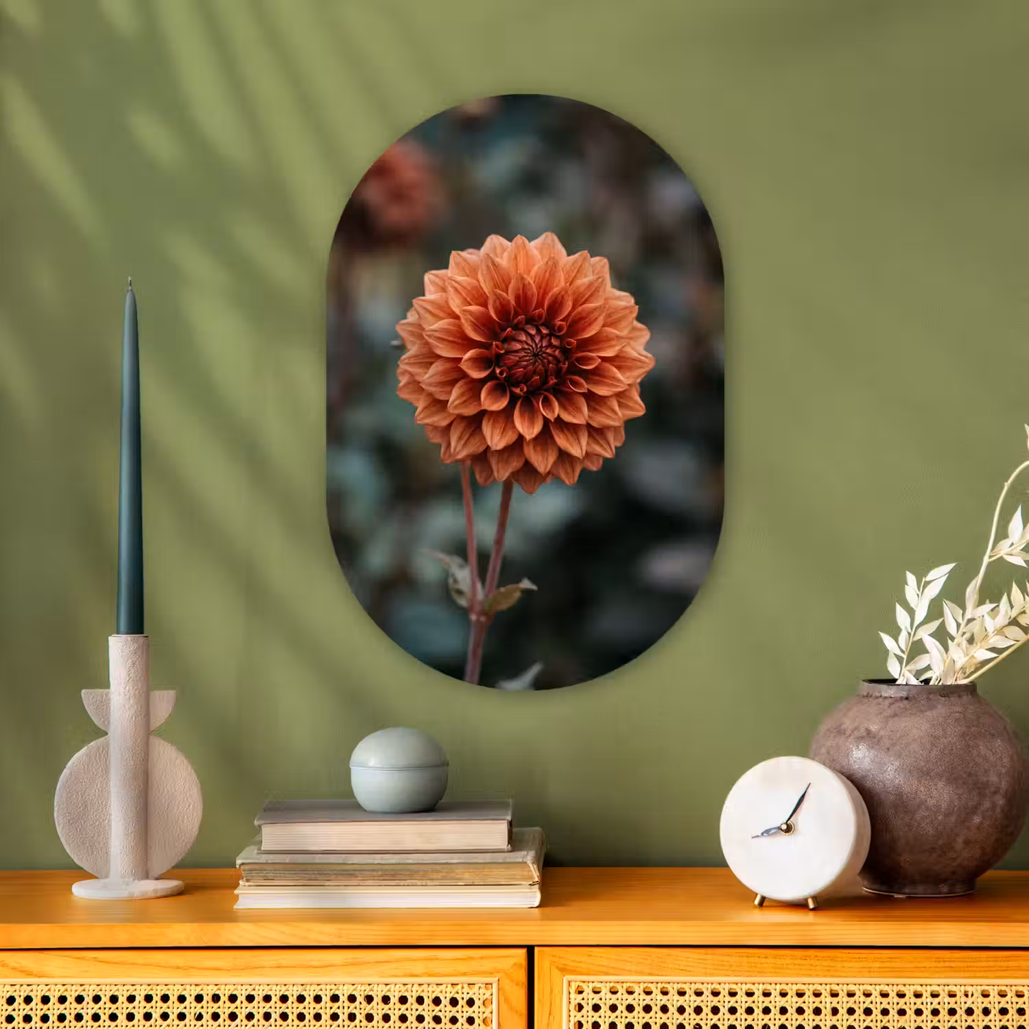 Dahlia - Bloem - Natuur - Sfeervol Wandcirkel Ovaal Forex klein -sfeer2