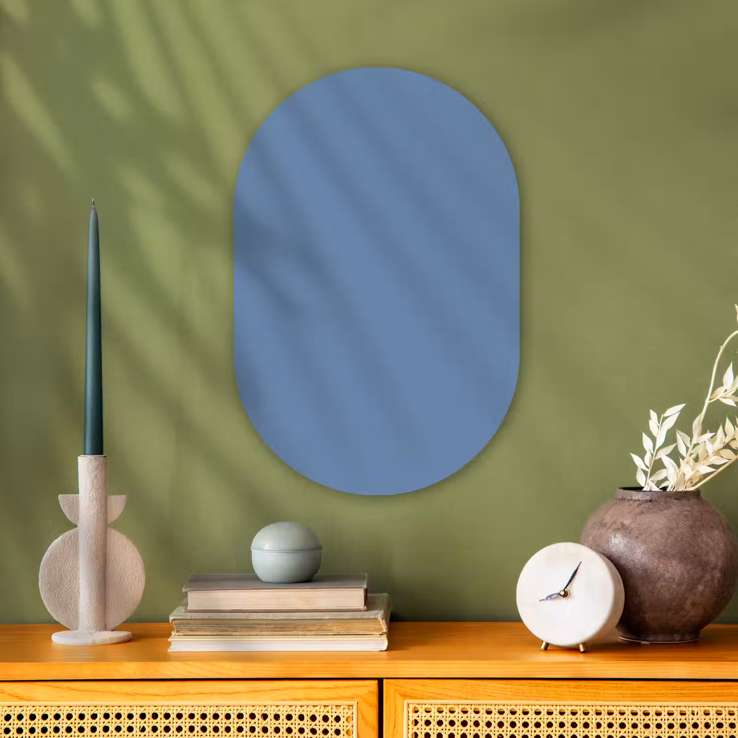 Denim - Breeze - Blauw Wandcirkel Ovaal Forex klein 630 -sfeer2