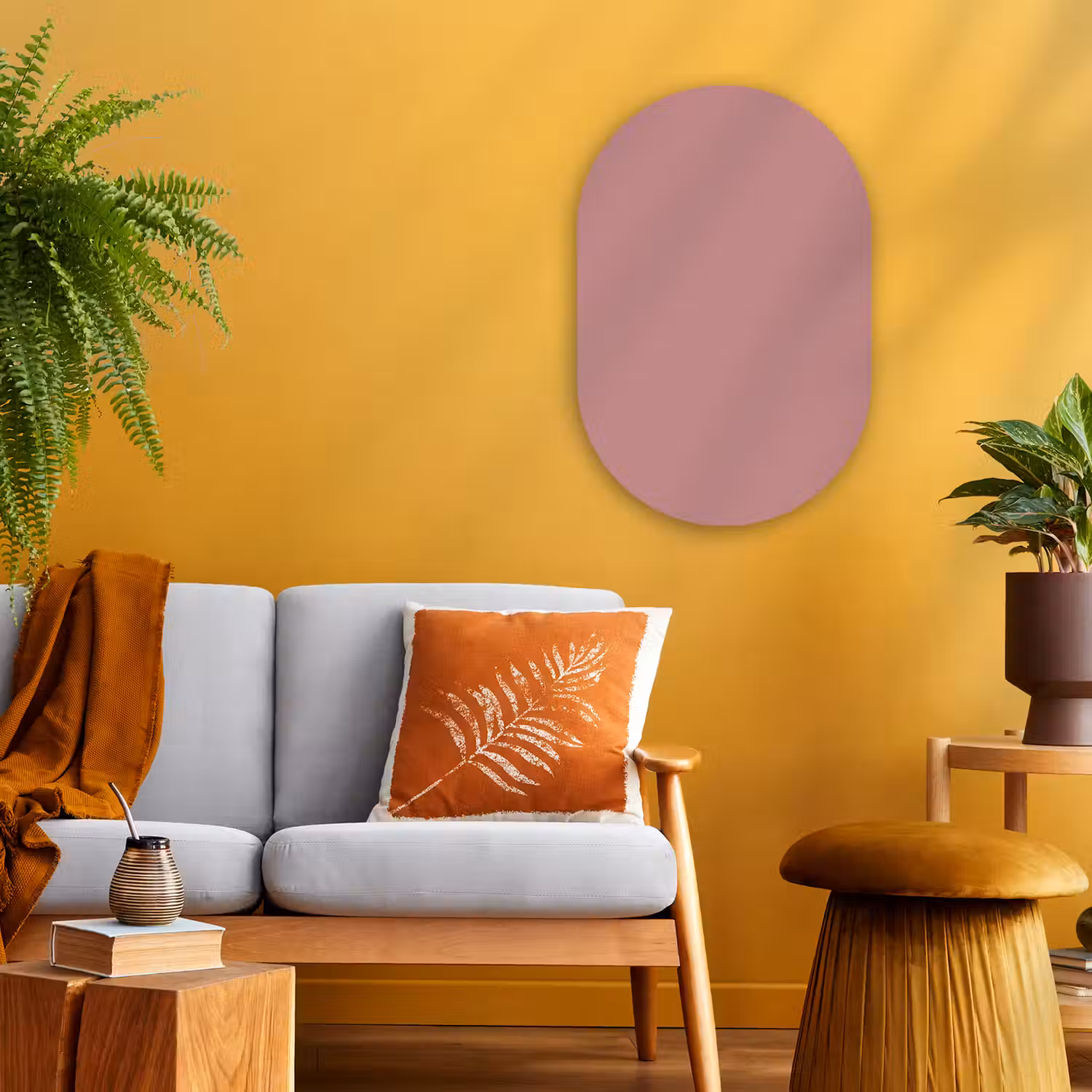 Dusty - Rose - Roze Wandcirkel Ovaal Forex klein 630 -sfeer4