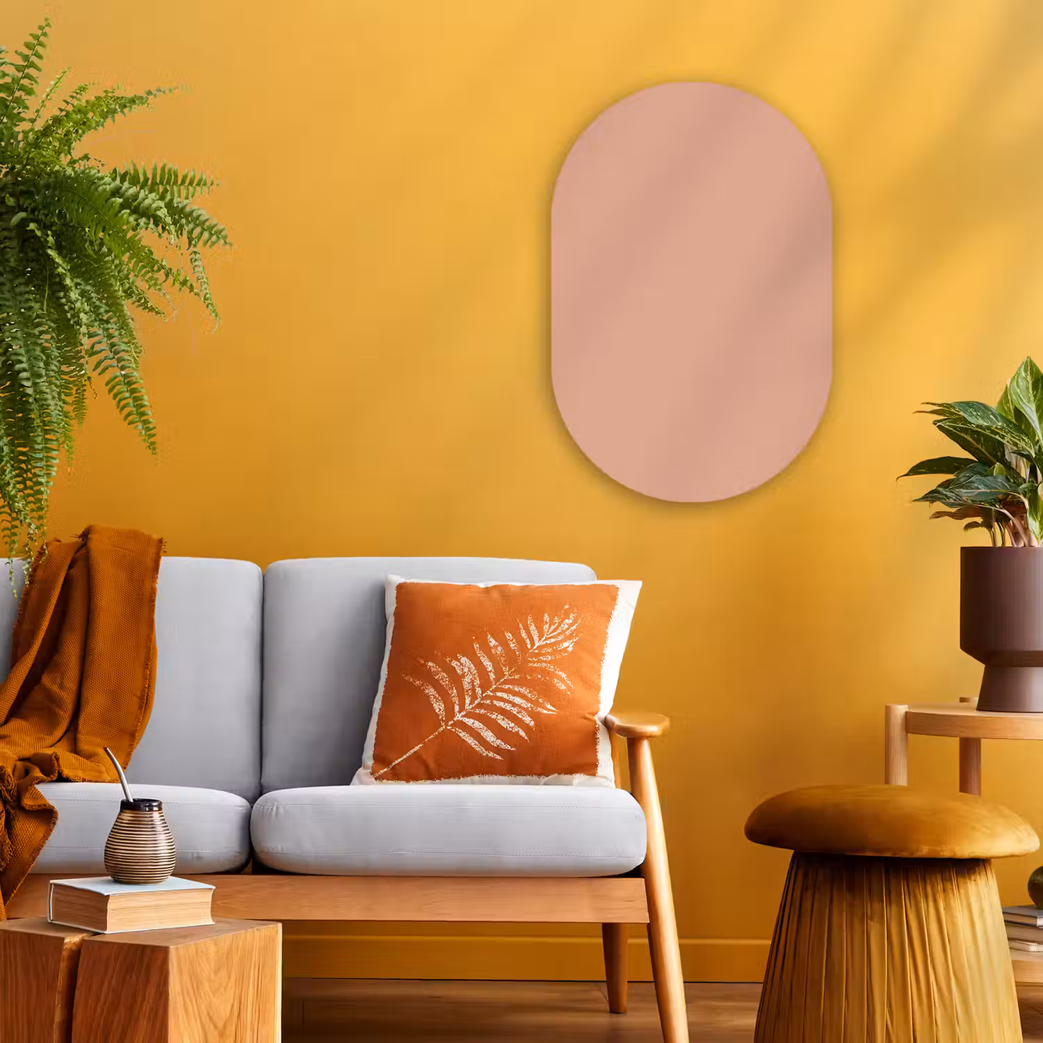 Dusty - Rose - Roze Wandcirkel Ovaal Forex klein 630 -sfeer4