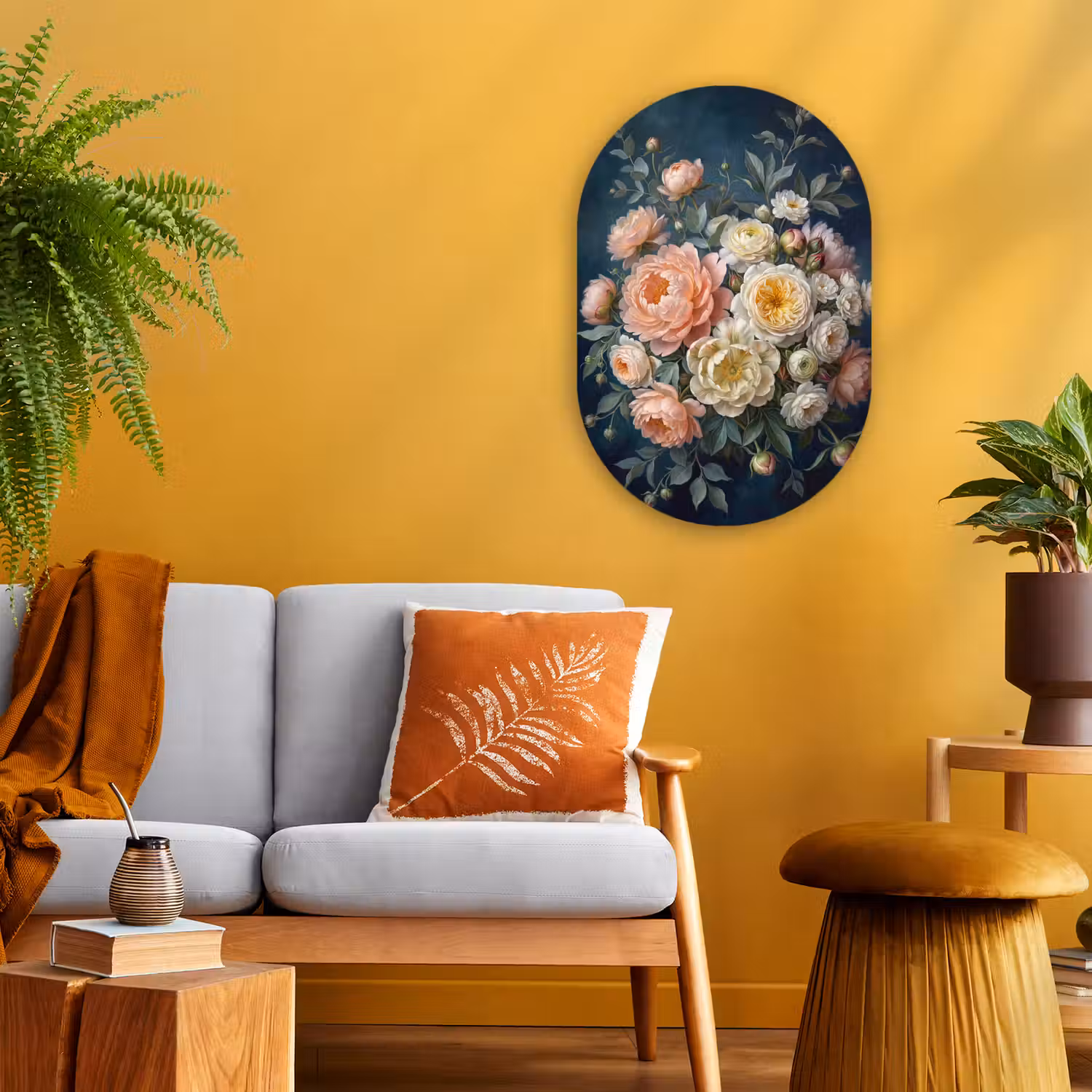 Bloemen - Boeket - Natuur - Klassiek - Kleurrijk Wandcirkel Ovaal Forex klein -sfeer4