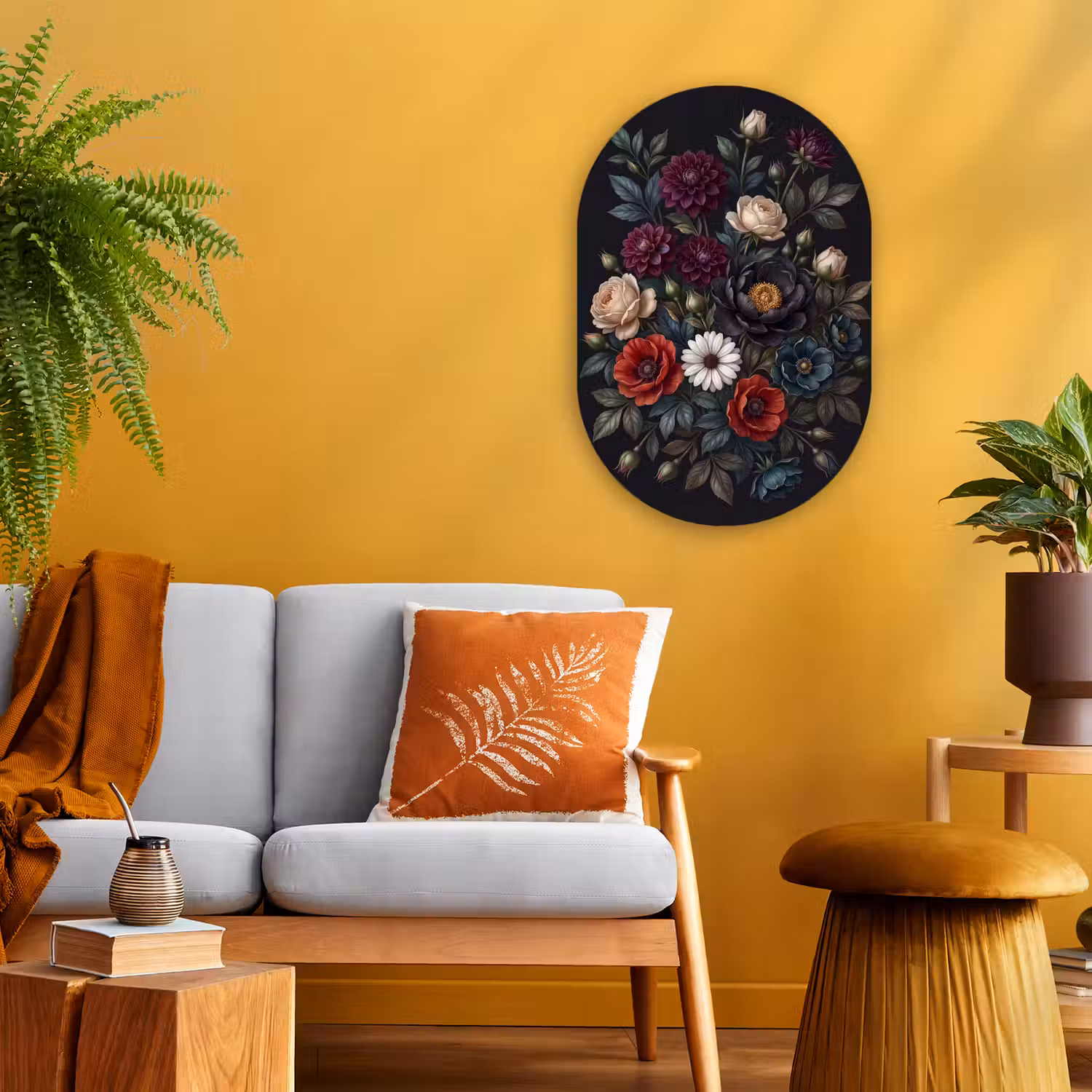 Bloemen - Boeket - Natuur - Klassiek - Weelderig Wandcirkel Ovaal Forex klein -sfeer4