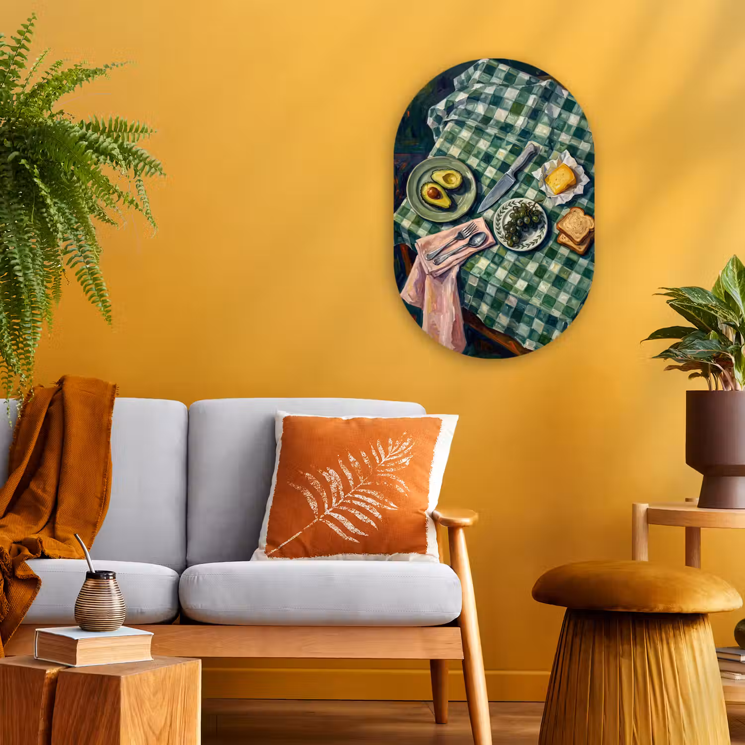 Eten - Ontbijt - Tafel - Modern - Groen Wandcirkel Ovaal Forex klein -sfeer4