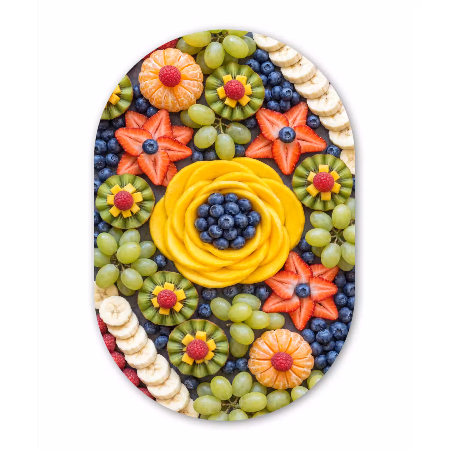 Fruit - Arrangement - Gezond - Kleurrijk - Eten Wandcirkel Ovaal Forex klein -3d