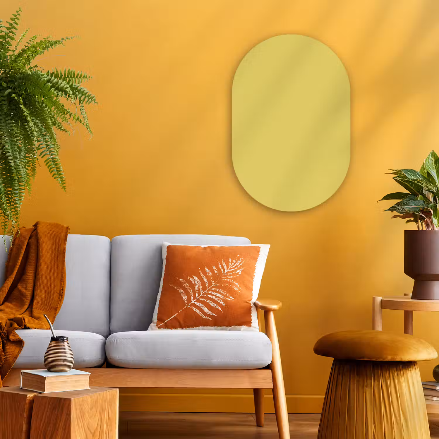 Golden - Ochre - Geel Wandcirkel Ovaal Forex klein 630 -sfeer4