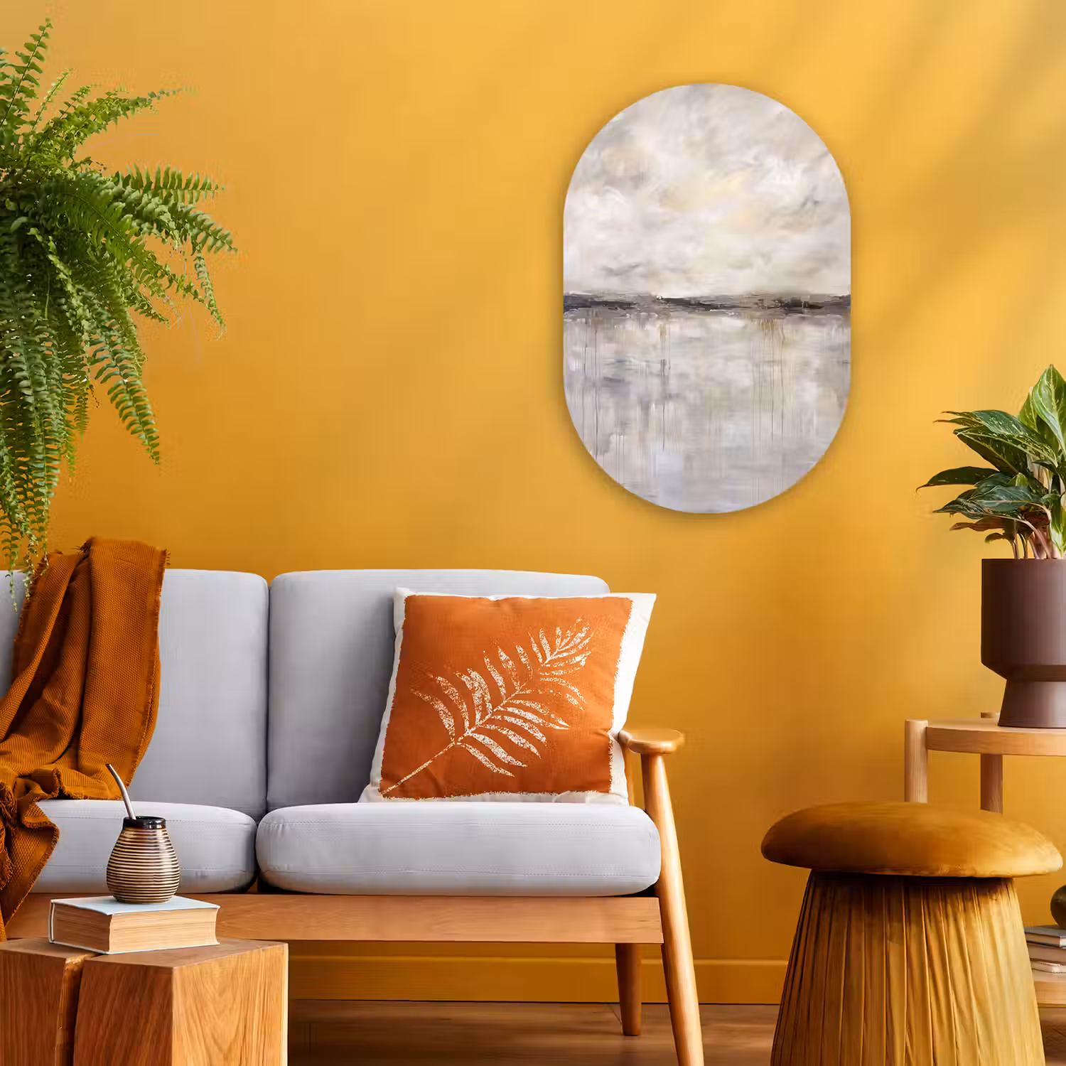 Landschap - Horizon - Natuur - Abstract - Neutraal Wandcirkel Ovaal Forex klein -sfeer4