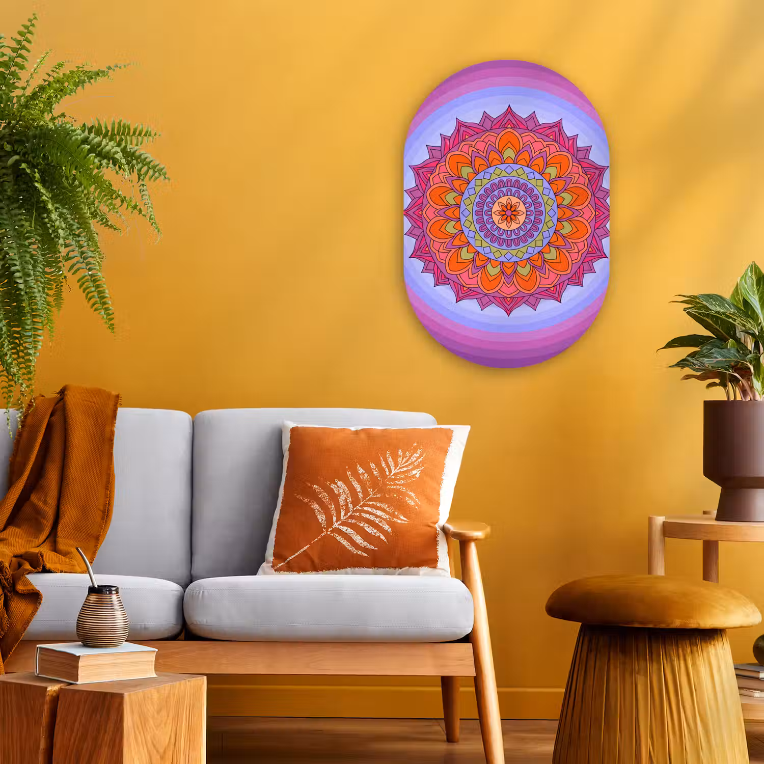 Mandala - Cirkel - Abstract - Kleurrijk - Patroon Wandcirkel Ovaal Forex klein -sfeer4
