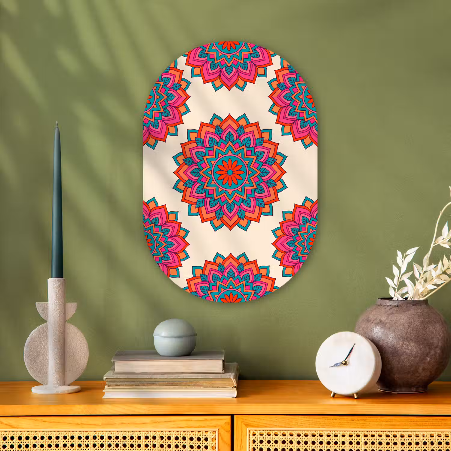 Mandala - Patroon - Abstract - Kleurrijk - Modern Wandcirkel Ovaal Forex klein -sfeer2