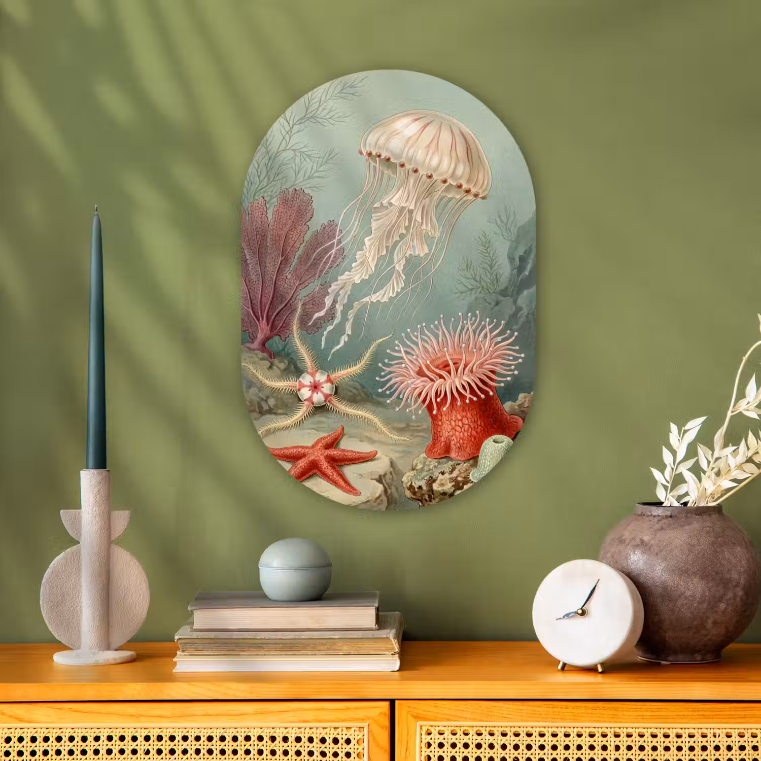 Zeeleven - Kwal - Onderwater - Illustratie - Beige Wandcirkel Ovaal Forex klein -sfeer2