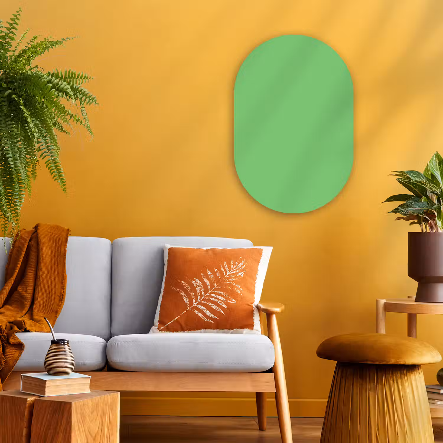 Meadow - Green - Groen Wandcirkel Ovaal Forex klein 630 -sfeer4