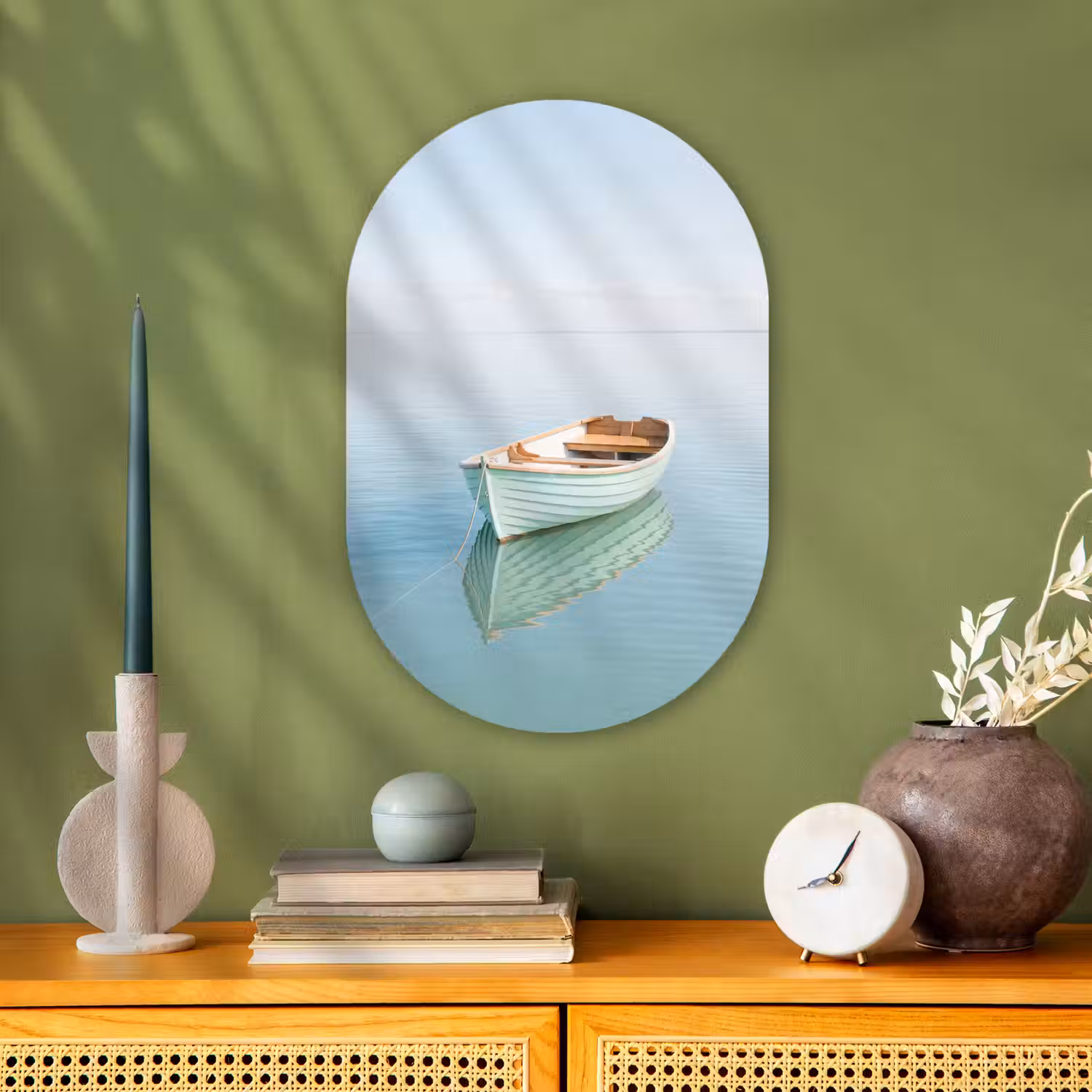 Minimalistisch - Boot - Zee Wandcirkel Ovaal Forex klein -sfeer2