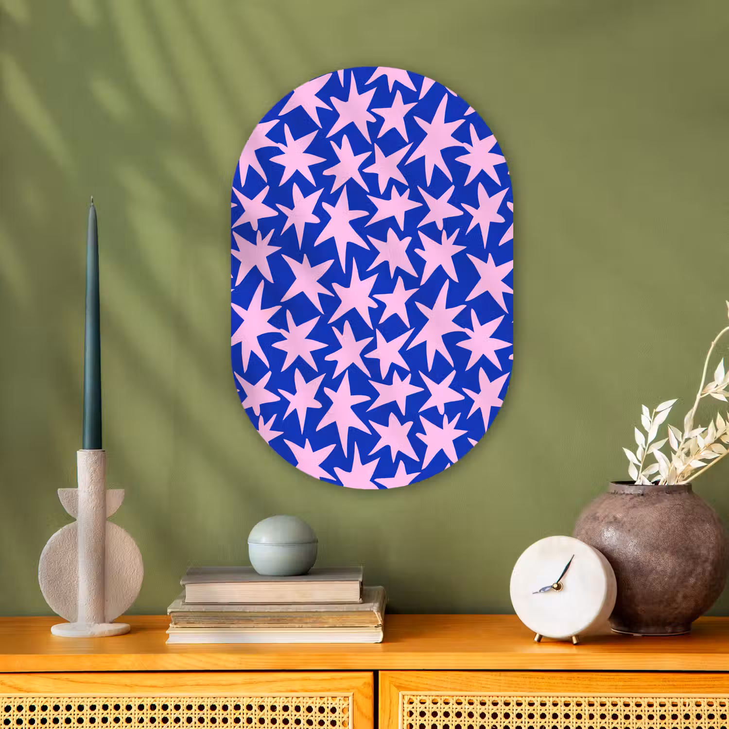 Modern - Sterren - Blauw Wandcirkel Ovaal Forex klein 630 -sfeer2