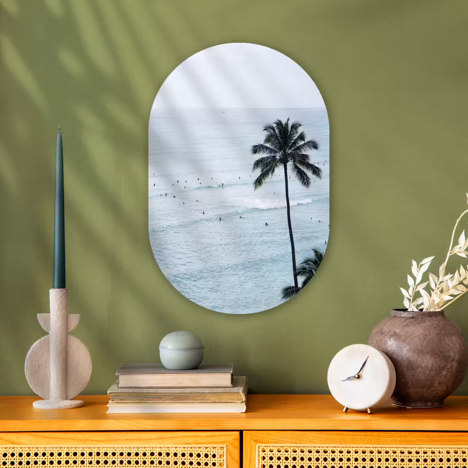 Oceaan - Palmbomen - Surfers Wandcirkel Ovaal Forex klein -sfeer2