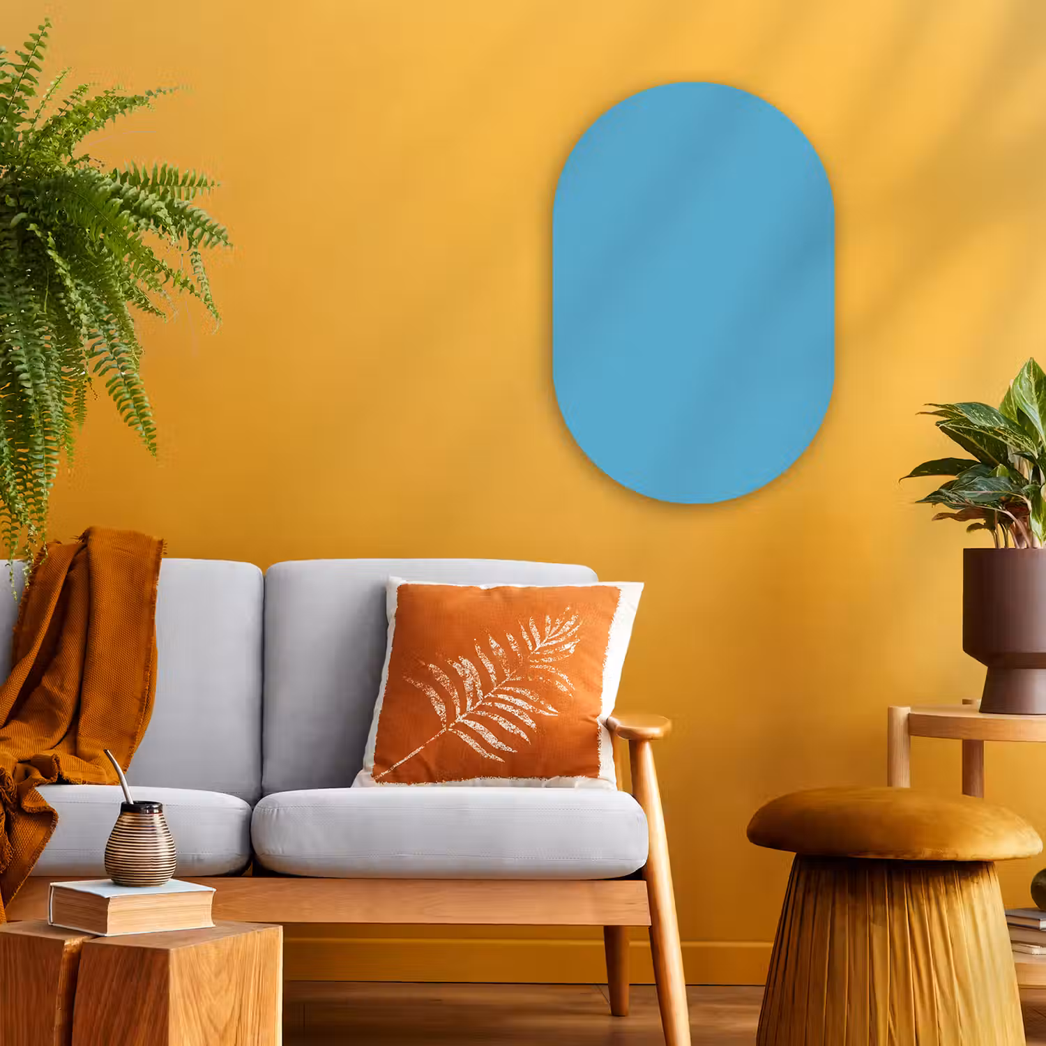 Ocean - Teal - Blauw Wandcirkel Ovaal Forex klein 630 -sfeer4
