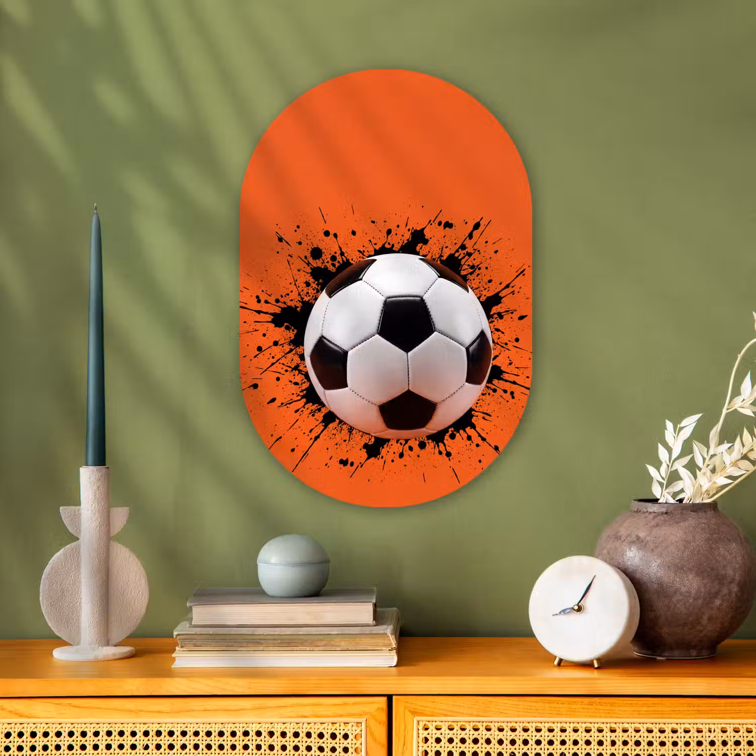 Voetbal - Verf - Sport - Oranje Wandcirkel Ovaal Forex klein -sfeer2
