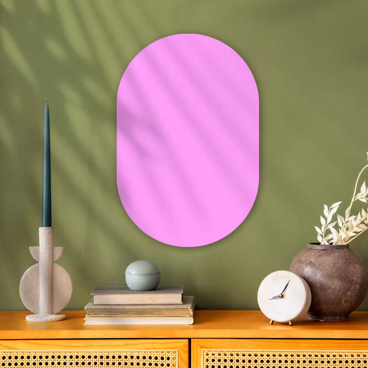 Soft - Lavender - Roze Wandcirkel Ovaal Forex klein 630 -sfeer2