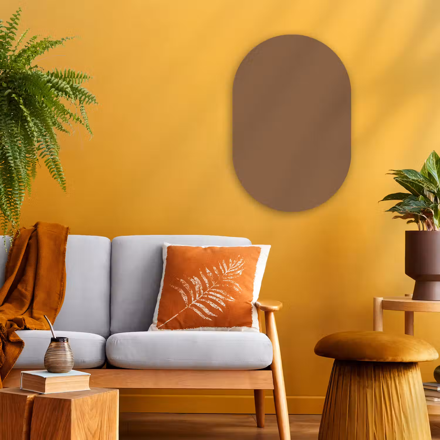 Soft - Walnut - Bruin Wandcirkel Ovaal Forex klein 630 -sfeer4