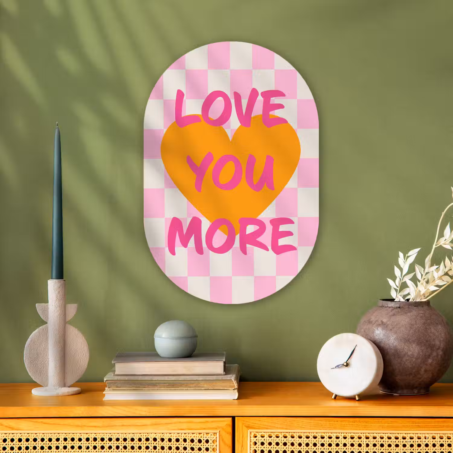 Valentijn - Love - Roze - Oranje Wandcirkel Ovaal Forex klein -sfeer2