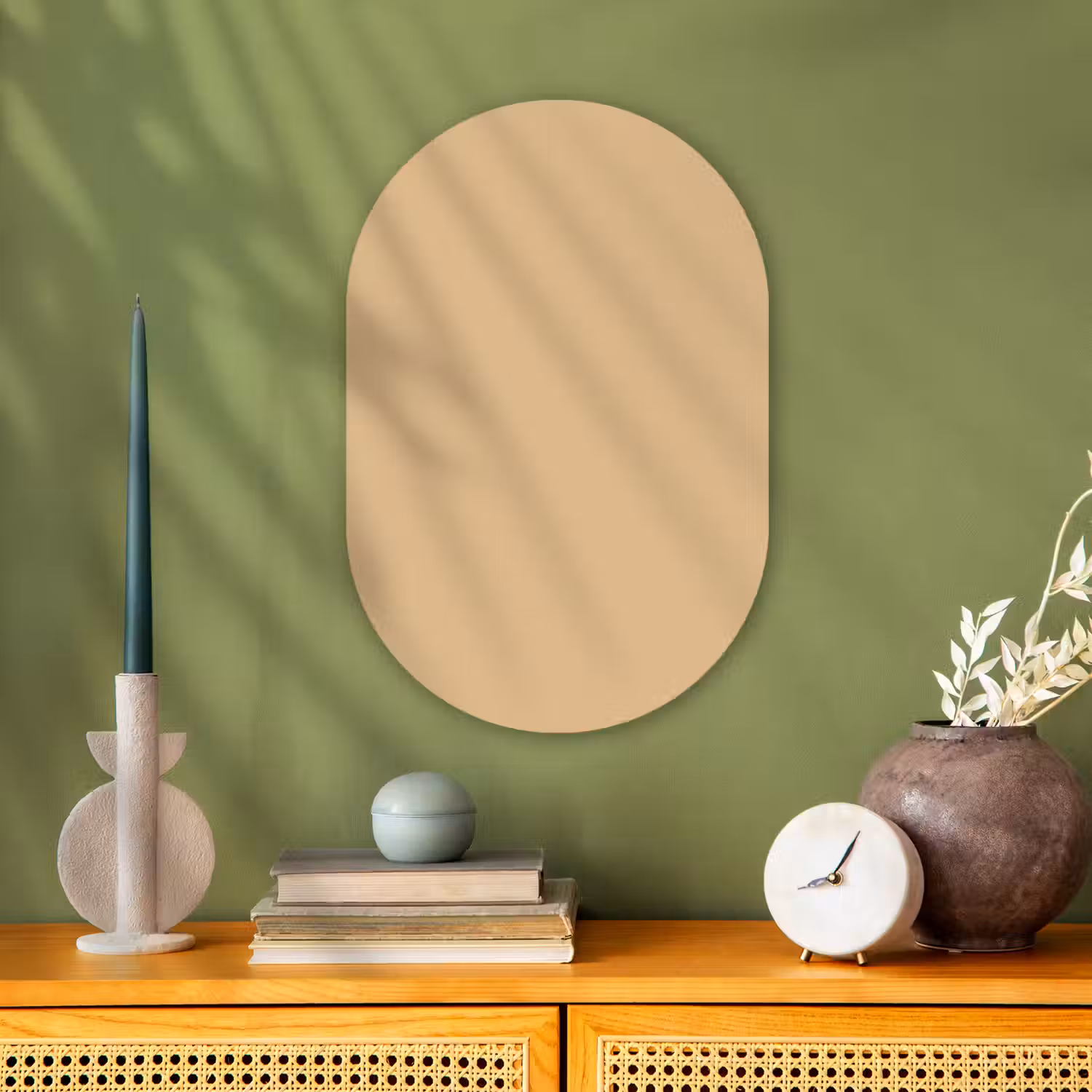 Warm - Sand - Nude Wandcirkel Ovaal Forex klein 630 -sfeer2