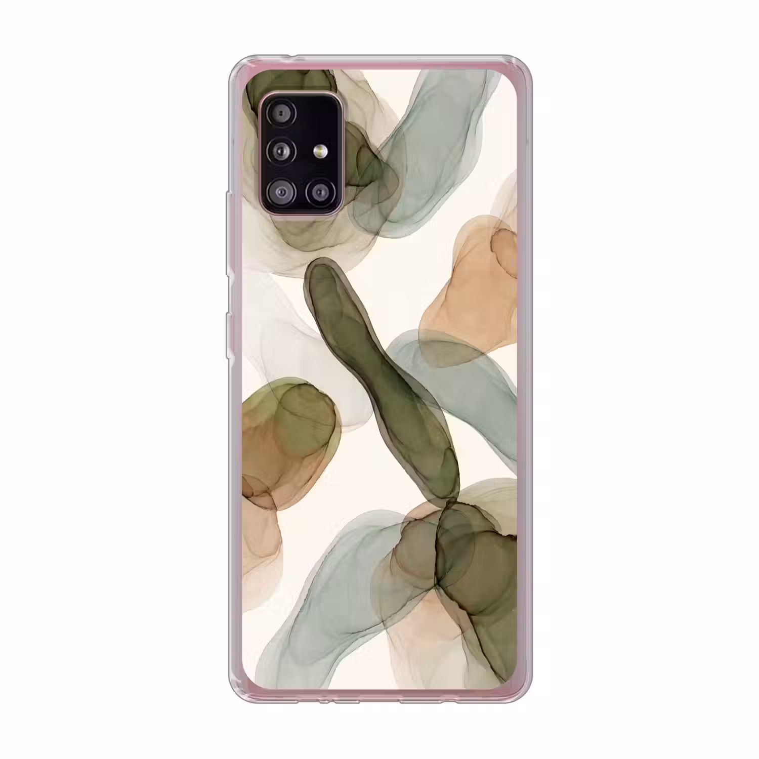 Abstract - Vormen - Modern - Kunst - Groen - Bruin Telefoonhoesje Samsung Galaxy A51 5G klein -3d