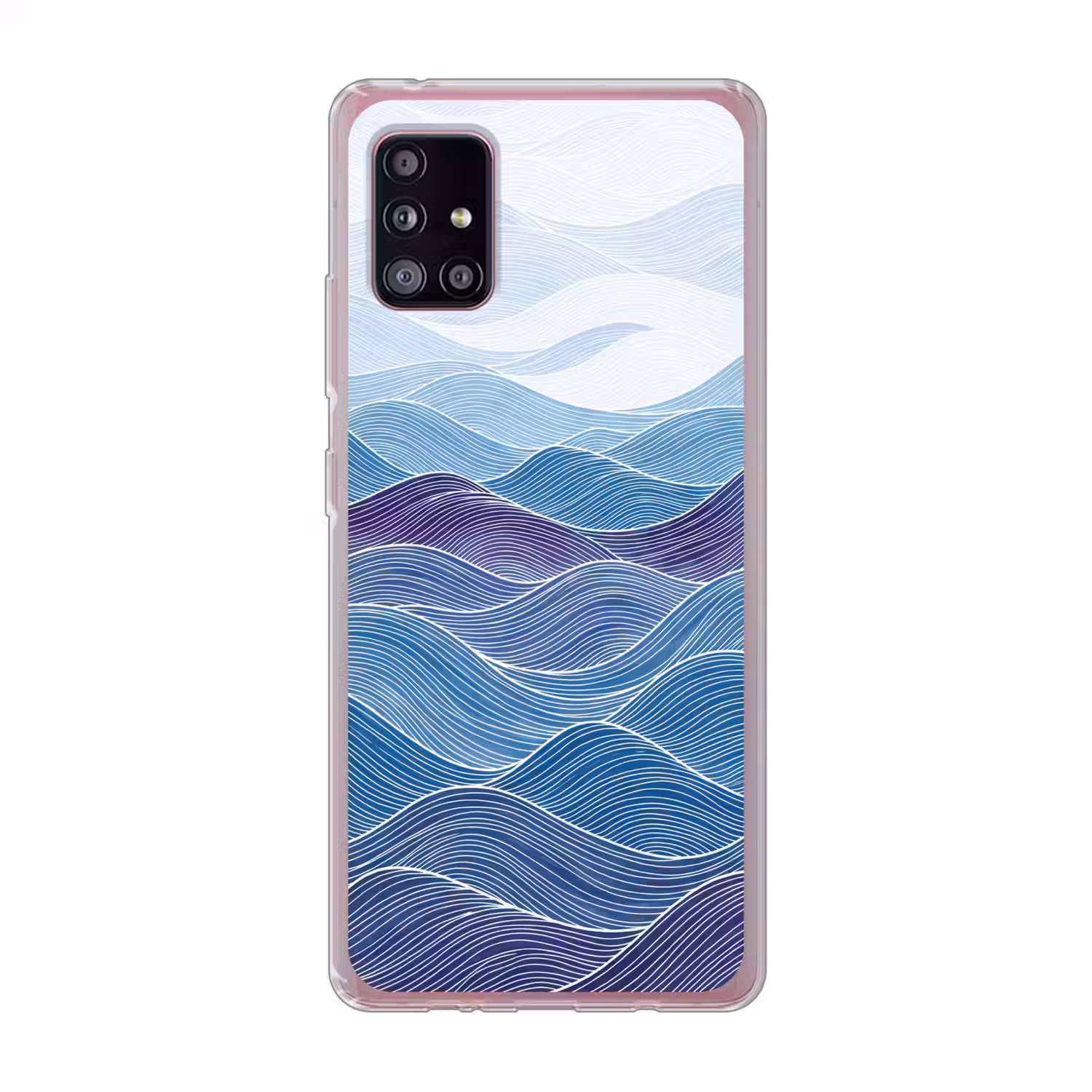 Abstract - Golven - Patroon - Blauw - Modern Telefoonhoesje Samsung Galaxy A51 5G klein -3d