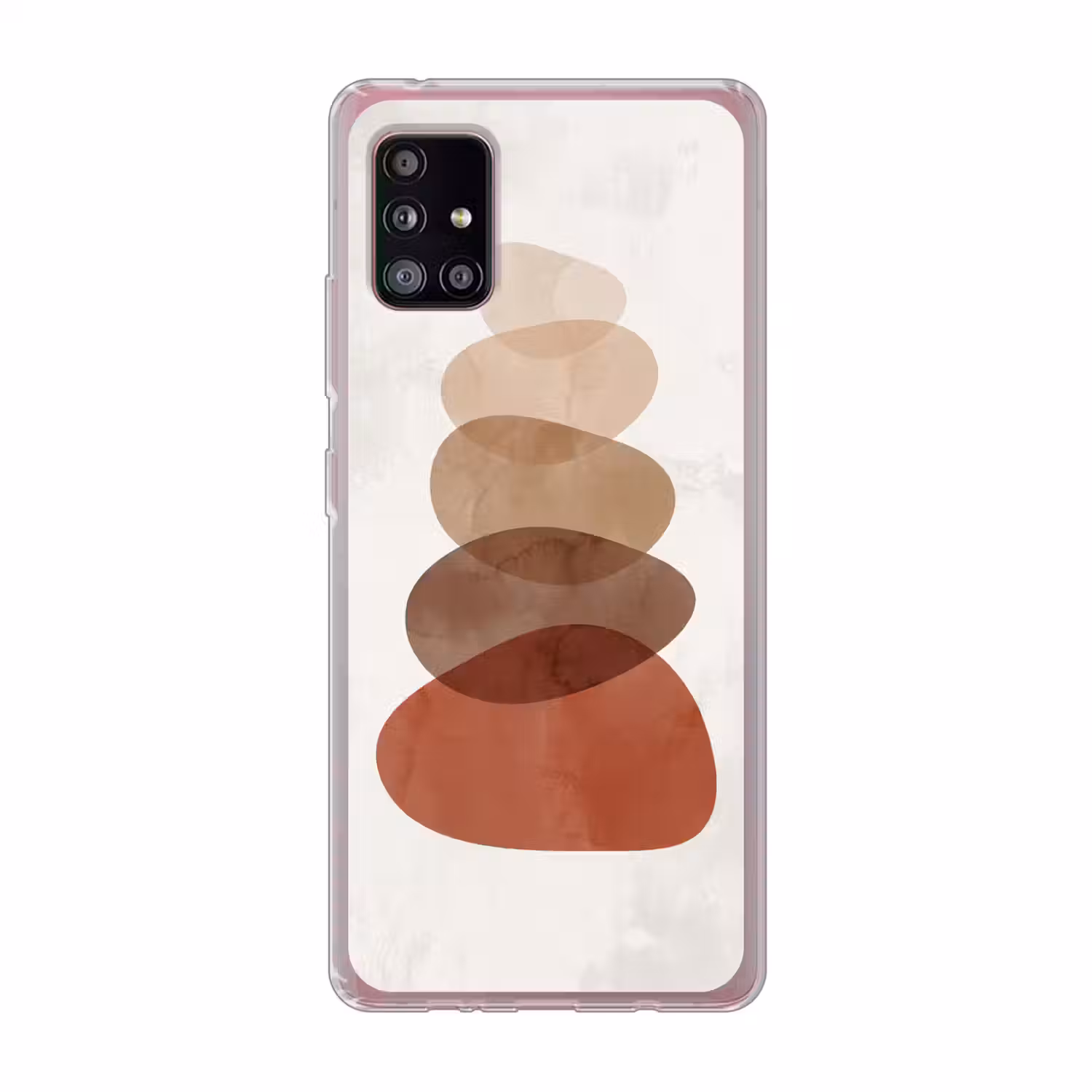 Abstractie - Gestapeld - Balans - Modern - Aardetinten Telefoonhoesje Samsung Galaxy A51 5G klein -3d