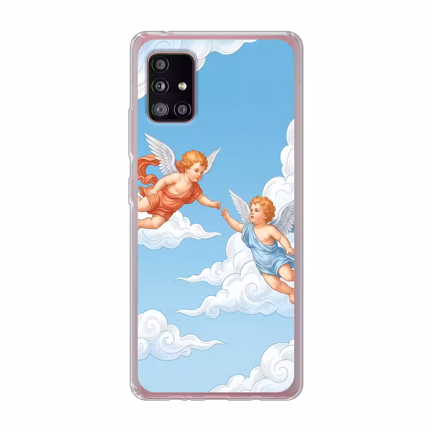 Engel - Vliegend - Klassiek - Blauw Telefoonhoesje Samsung Galaxy A51 5G klein -3d