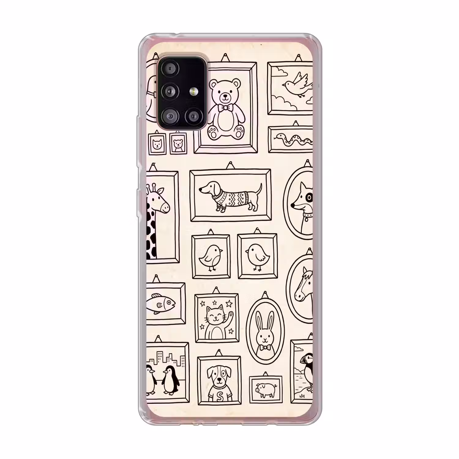 Dieren - Illustratie - Lijsten - Galerij - Speels Telefoonhoesje Samsung Galaxy A51 5G klein -3d