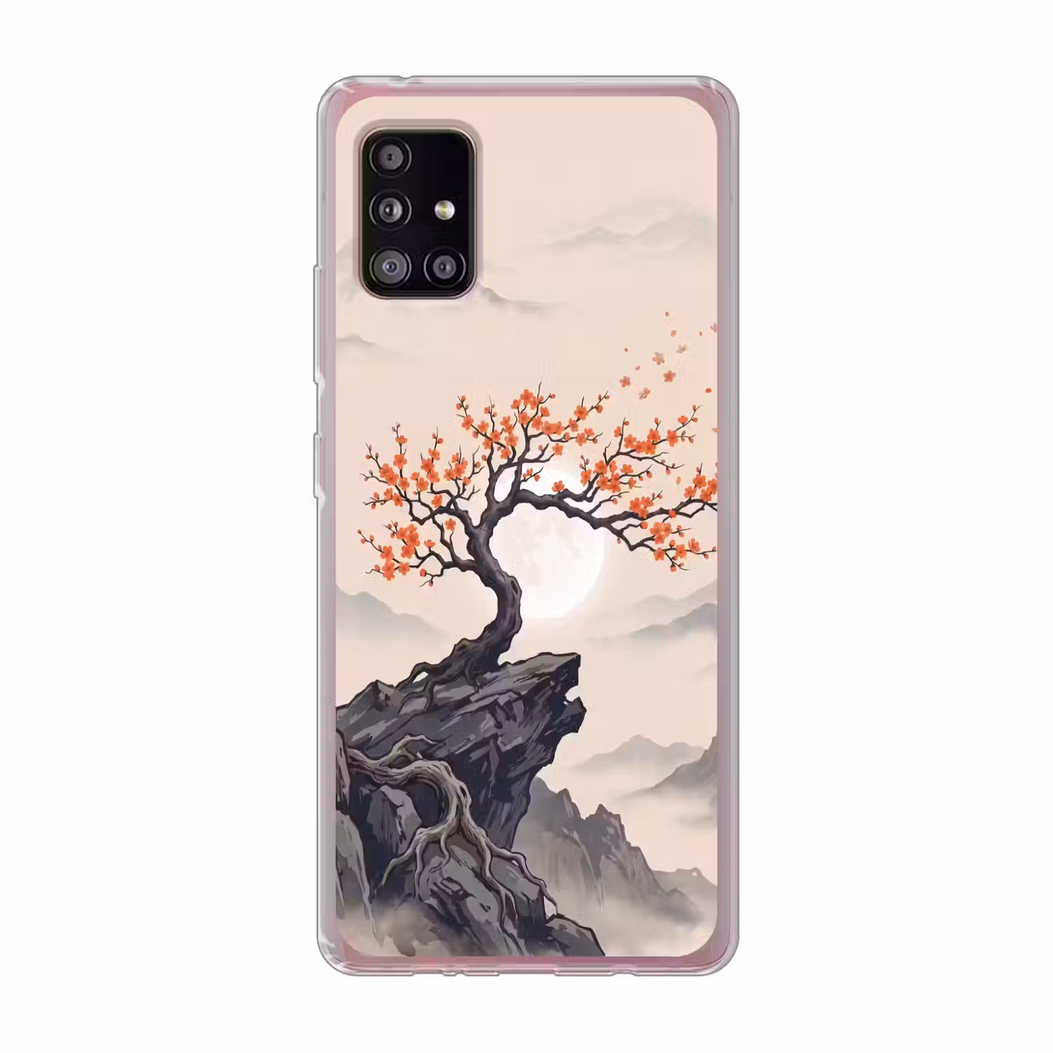 Aziatisch - Bloesem - Rood Telefoonhoesje Samsung Galaxy A51 5G klein -3d