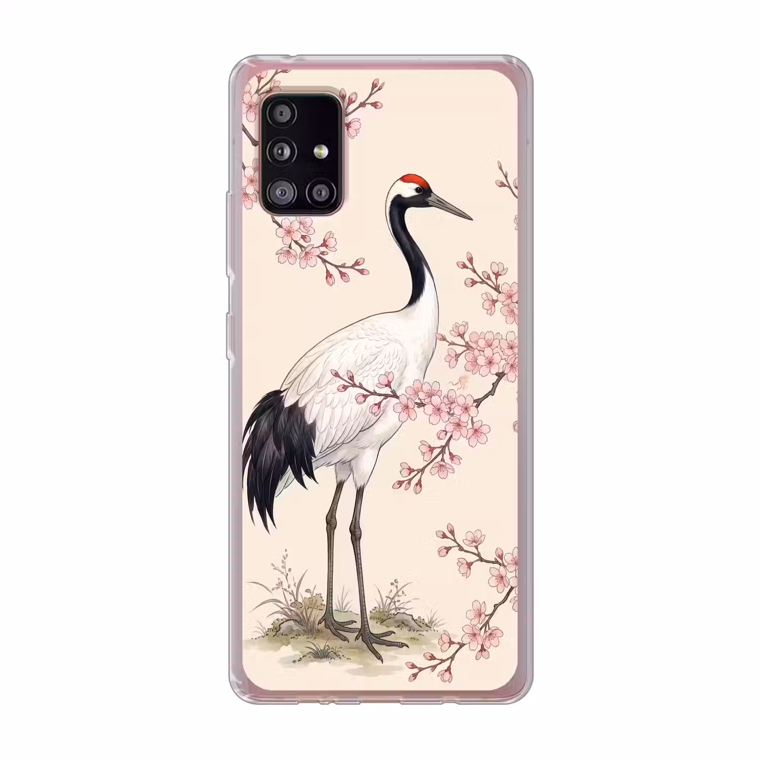 Aziatisch - Kraanvogel - Beige Telefoonhoesje Samsung Galaxy A51 5G klein -3d