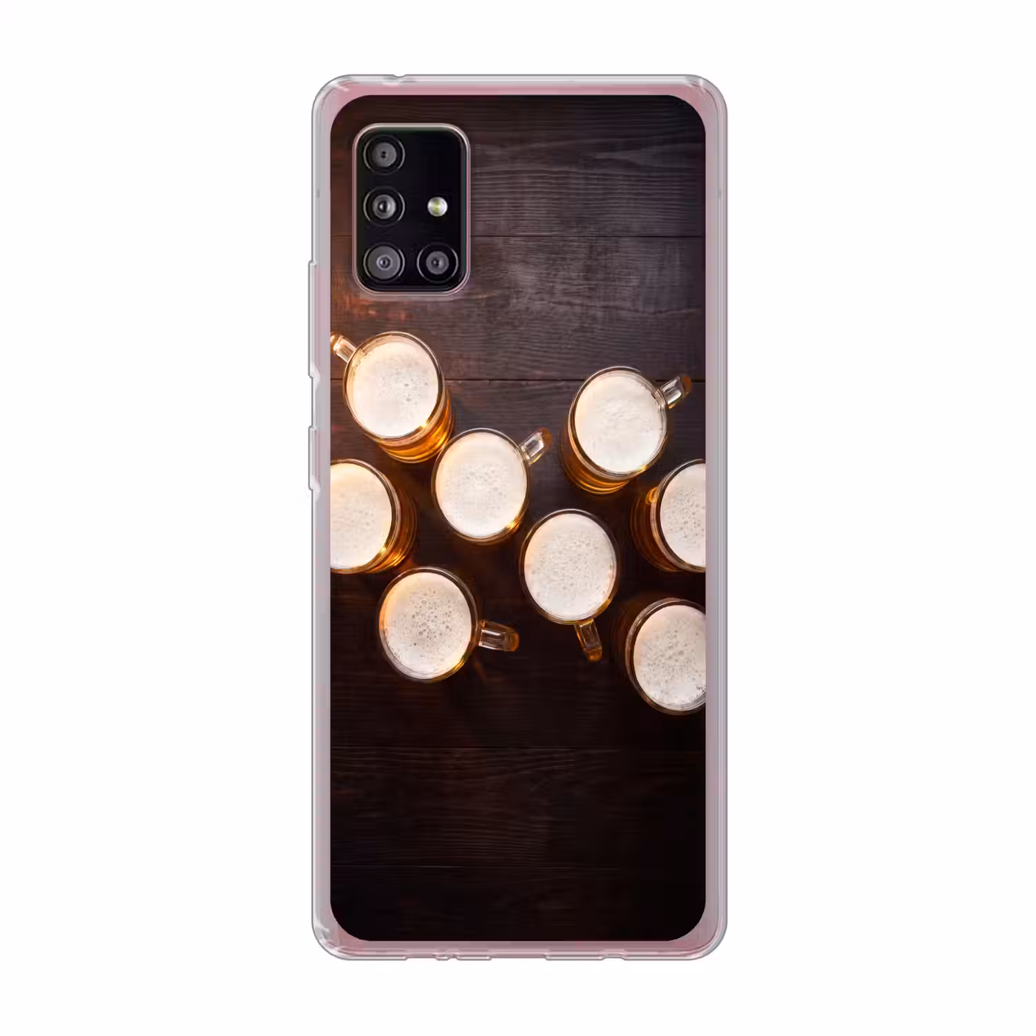 Bier - Glazen - Schuim - Hout - Drank Telefoonhoesje Samsung Galaxy A51 5G klein -3d