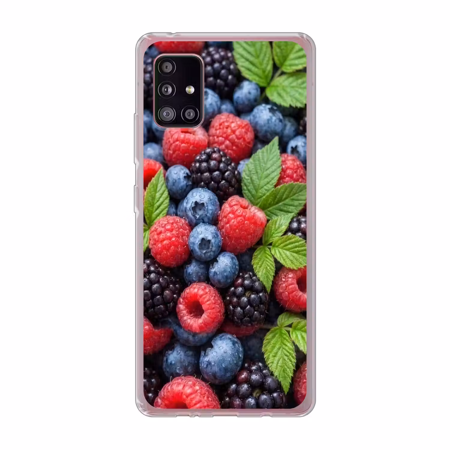 Bessen - Vers - Waterdruppels - Kleurrijk - Eten Telefoonhoesje Samsung Galaxy A51 5G klein -3d