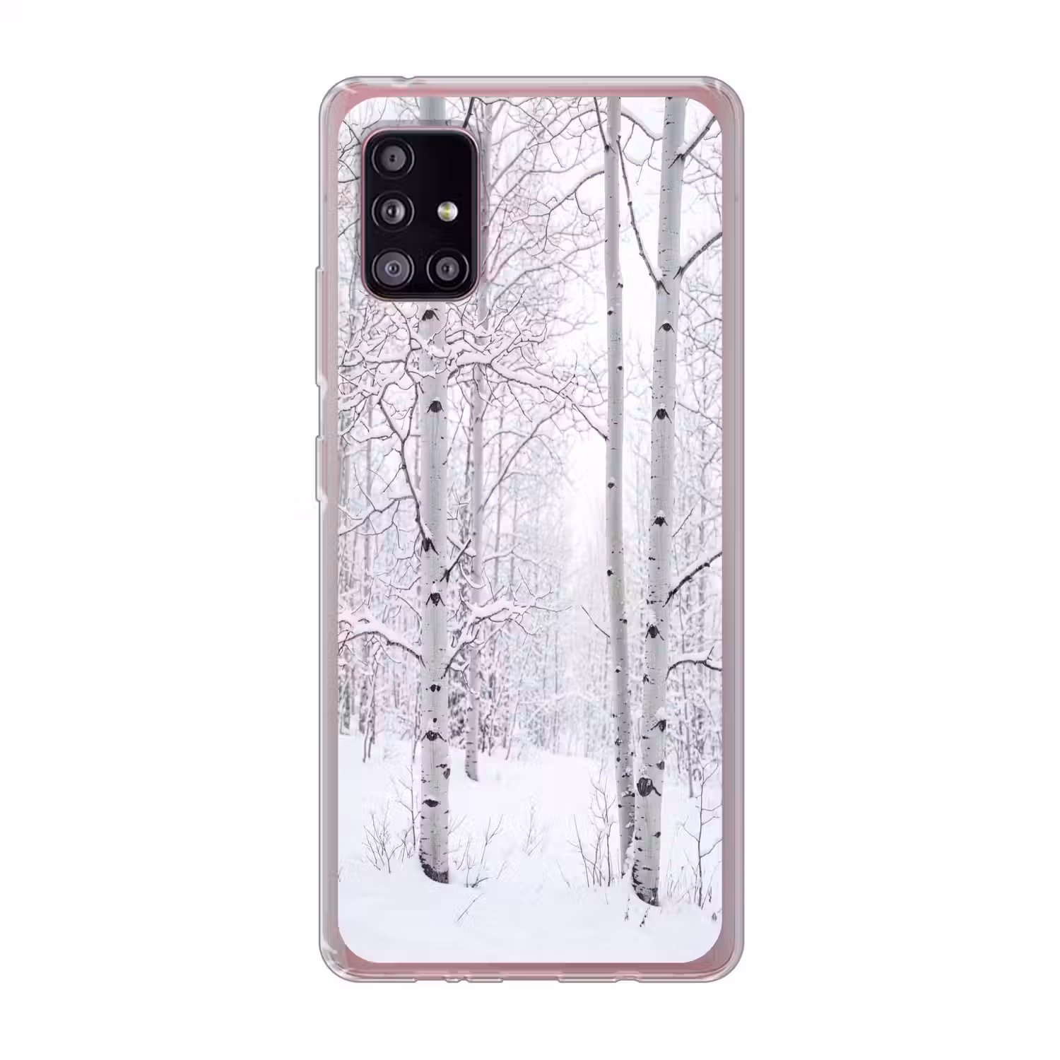 Berkenbomen - Sneeuw - Winter - Bos - Wit Telefoonhoesje Samsung Galaxy A51 5G klein -3d