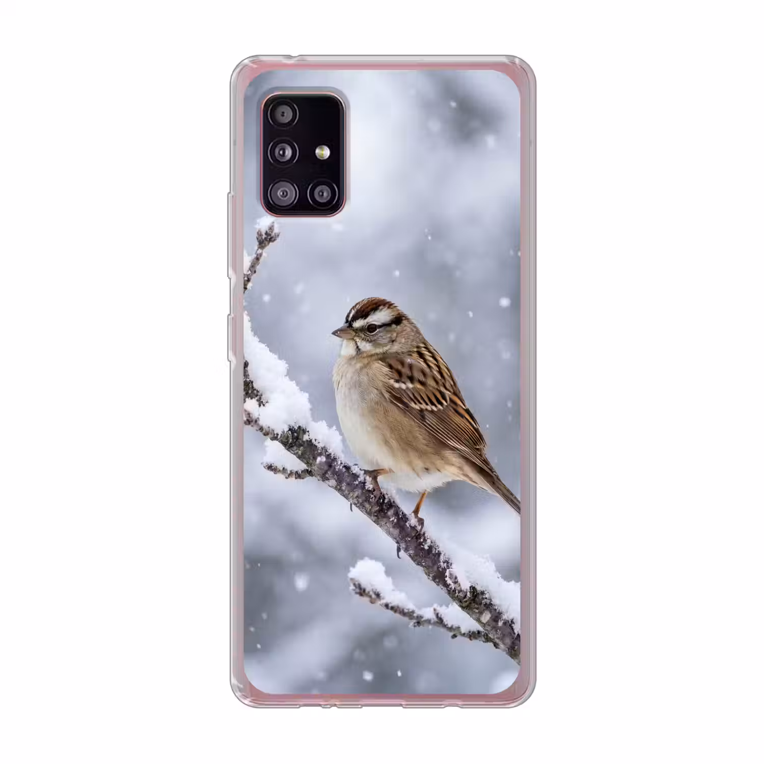 Vogel - Tak - Sneeuw - Winter Telefoonhoesje Samsung Galaxy A51 5G klein -3d