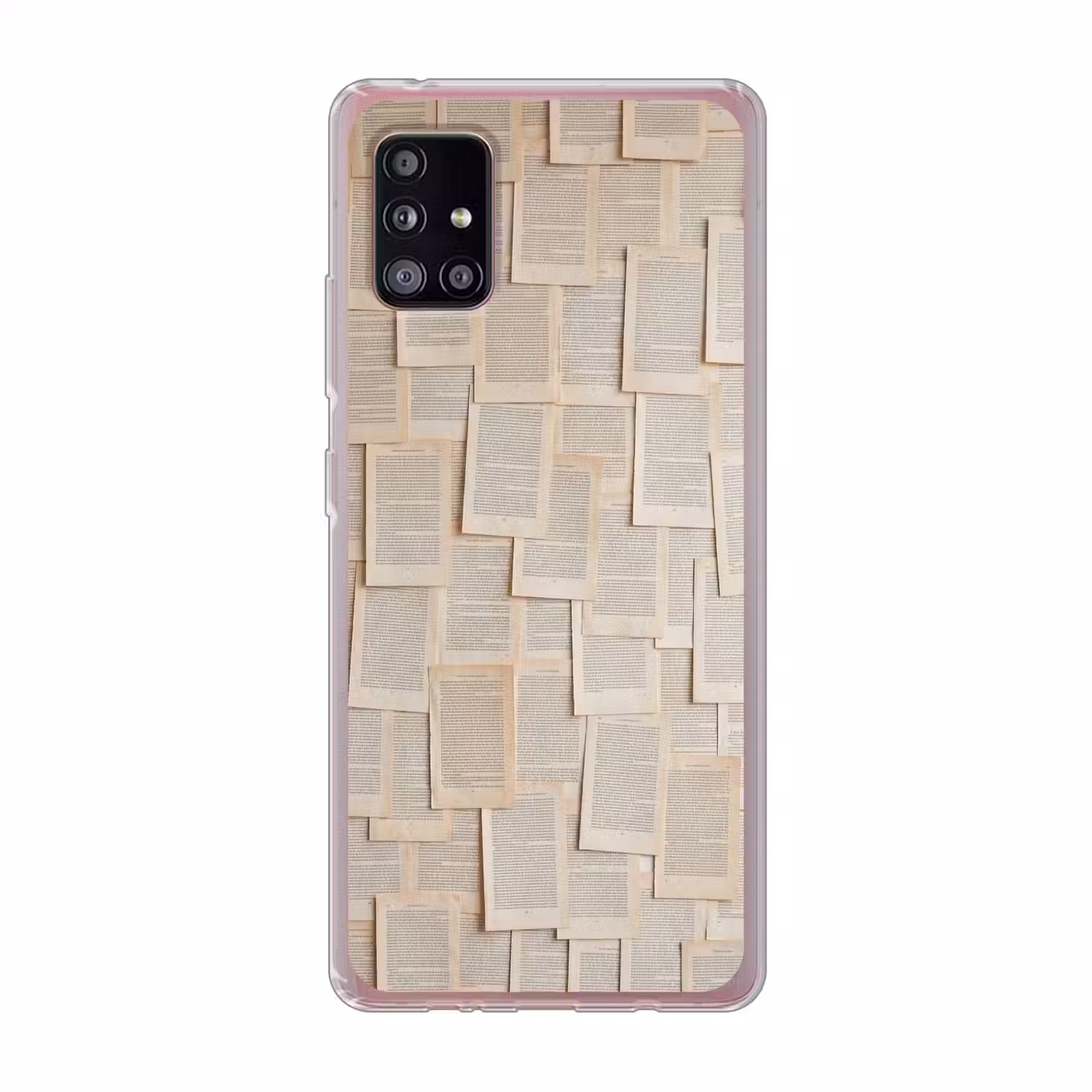 Boekpagina - Collage - Literatuur - Vintage - Beige Telefoonhoesje Samsung Galaxy A51 5G klein -3d