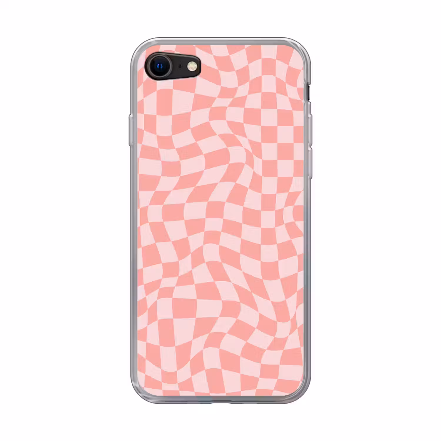 Hokjes patroon - Roze - Golvende lijnen Telefoonhoesje iPhone 7 klein -3d