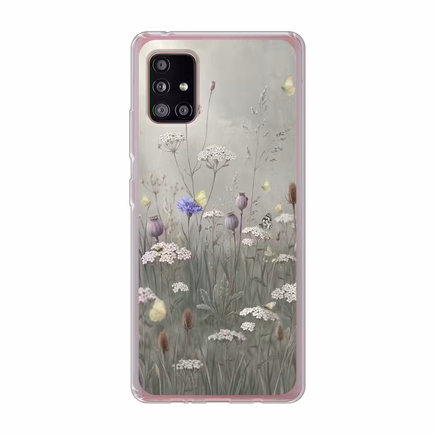 Vlinders - Wildbloemen - Illustratie - Kleurrijk Telefoonhoesje Samsung Galaxy A51 5G klein -3d