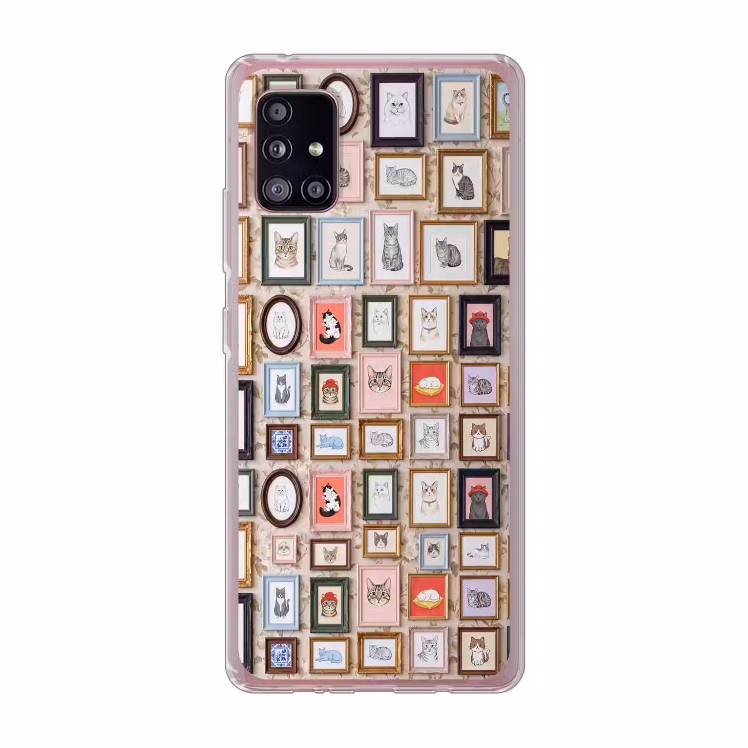 Kat - Portret - Dieren - Illustratie - Lijst Telefoonhoesje Samsung Galaxy A51 5G klein -3d