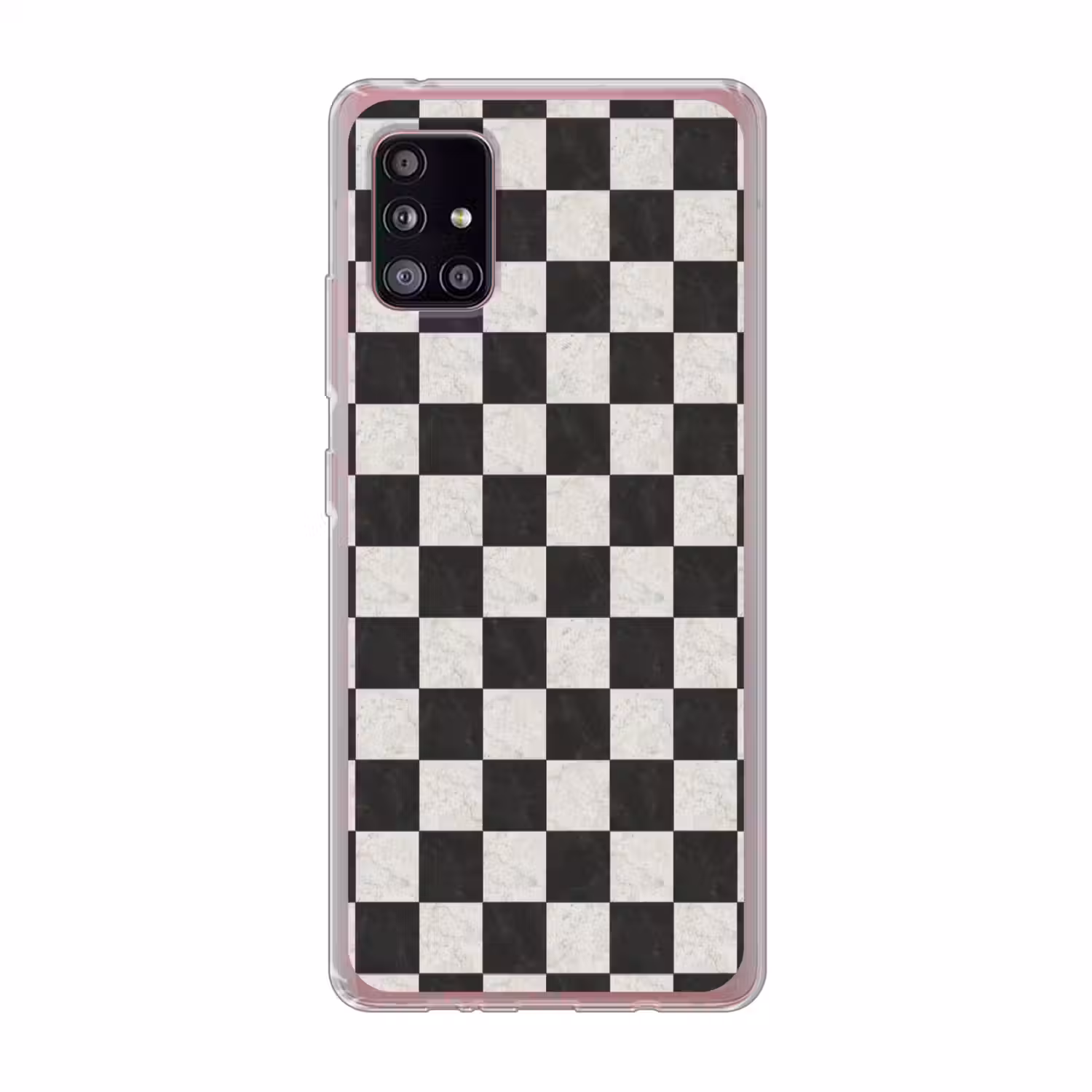 Dambord - Marmer - Zwart - Wit Telefoonhoesje Samsung Galaxy A51 5G klein 373 -3d