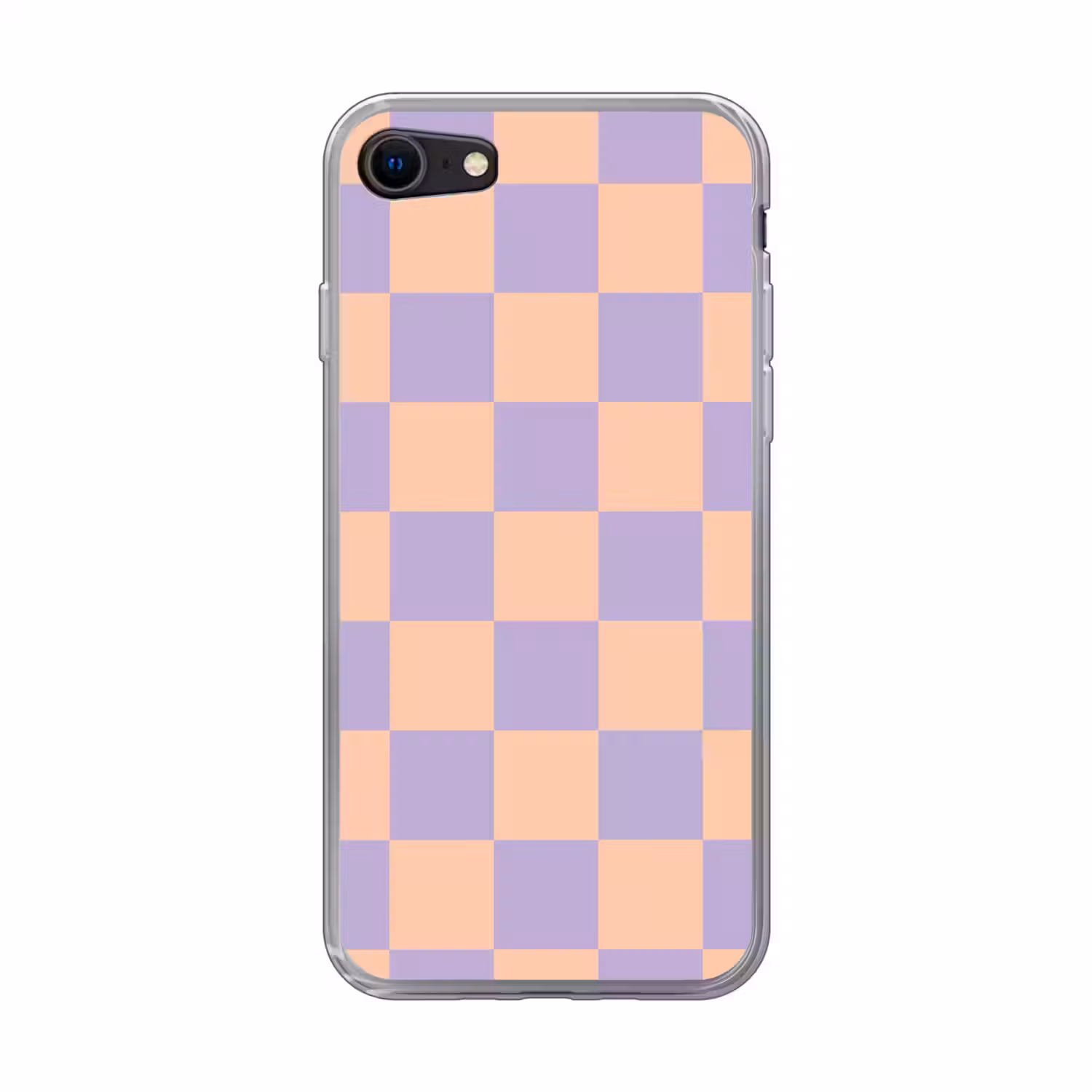 Schaakbord patroon - Paars - Roze - Blokjes Telefoonhoesje iPhone 7 klein -3d