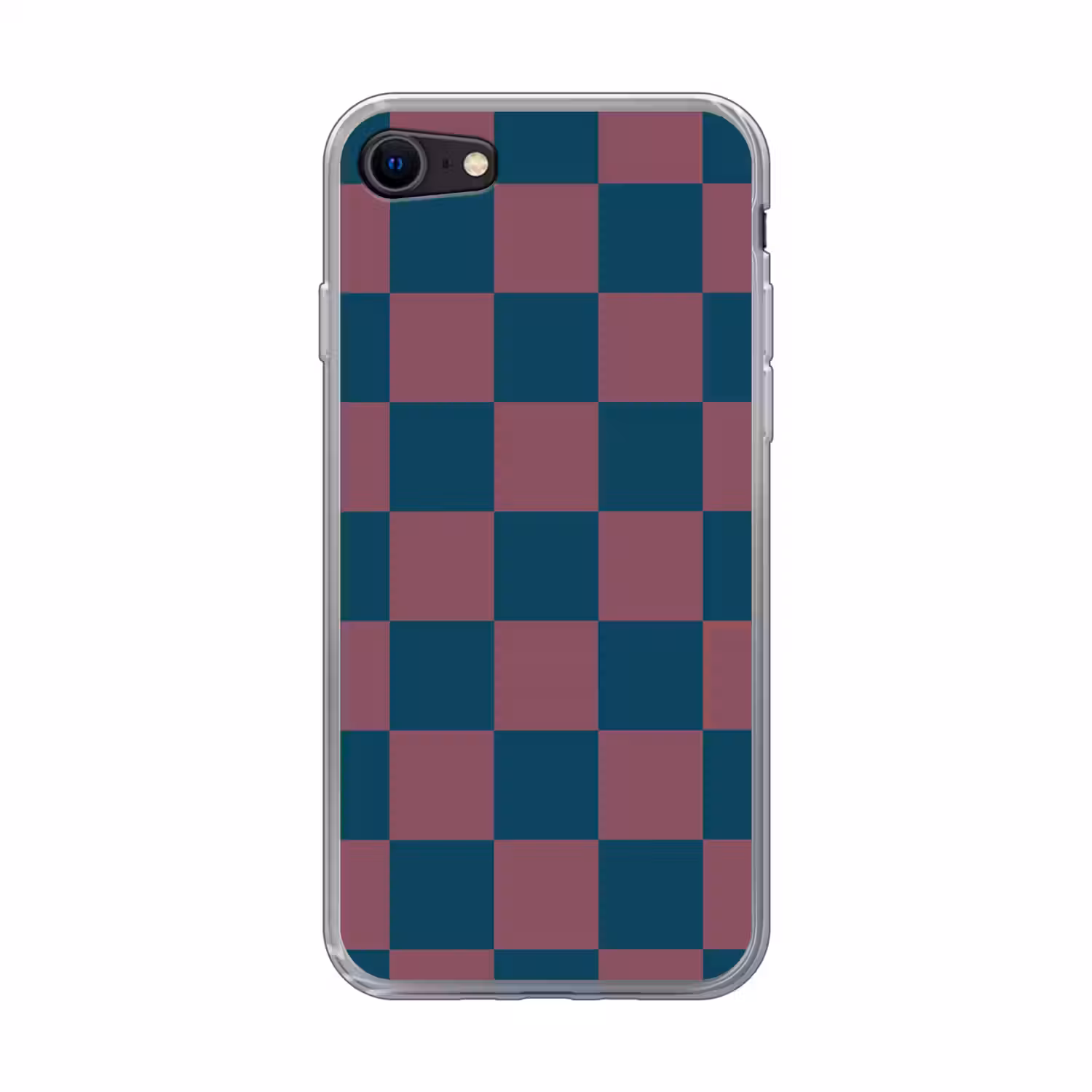 Schaakbord print - Blauw - Rood - Blokjes Telefoonhoesje iPhone 7 klein -3d