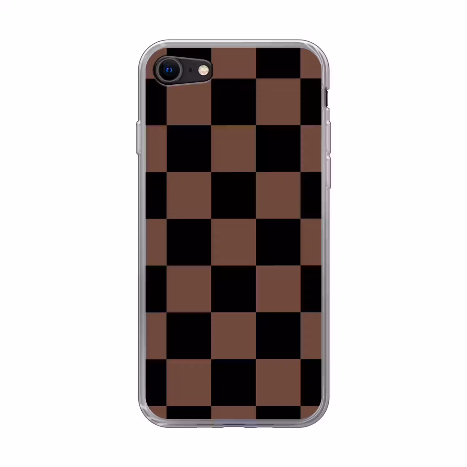 Schaakbord print - Bruin - Zwart - Blokjes Telefoonhoesje iPhone 7 klein -3d