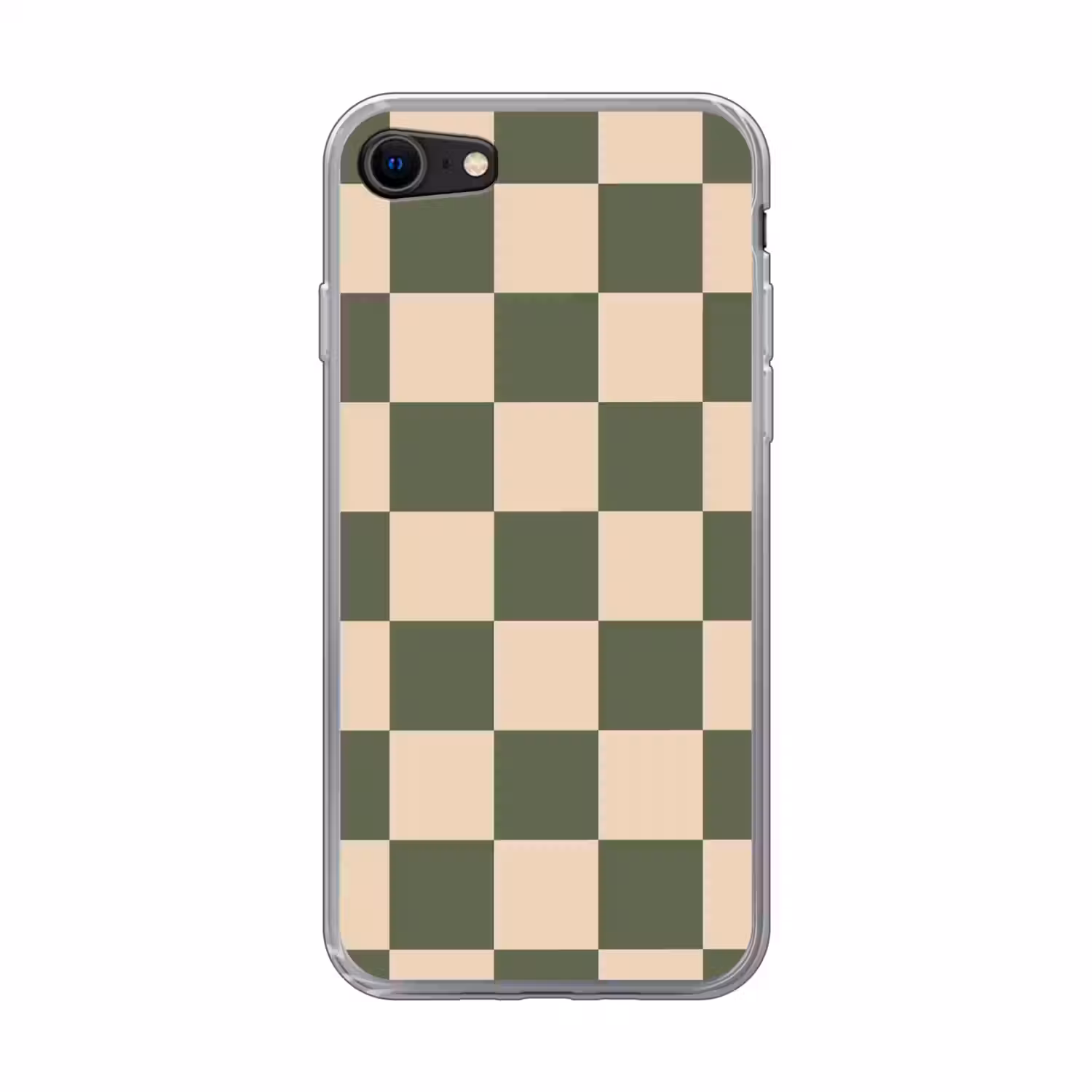 Schaakbord print - Groen - Beige - Blokjes Telefoonhoesje iPhone 7 klein -3d