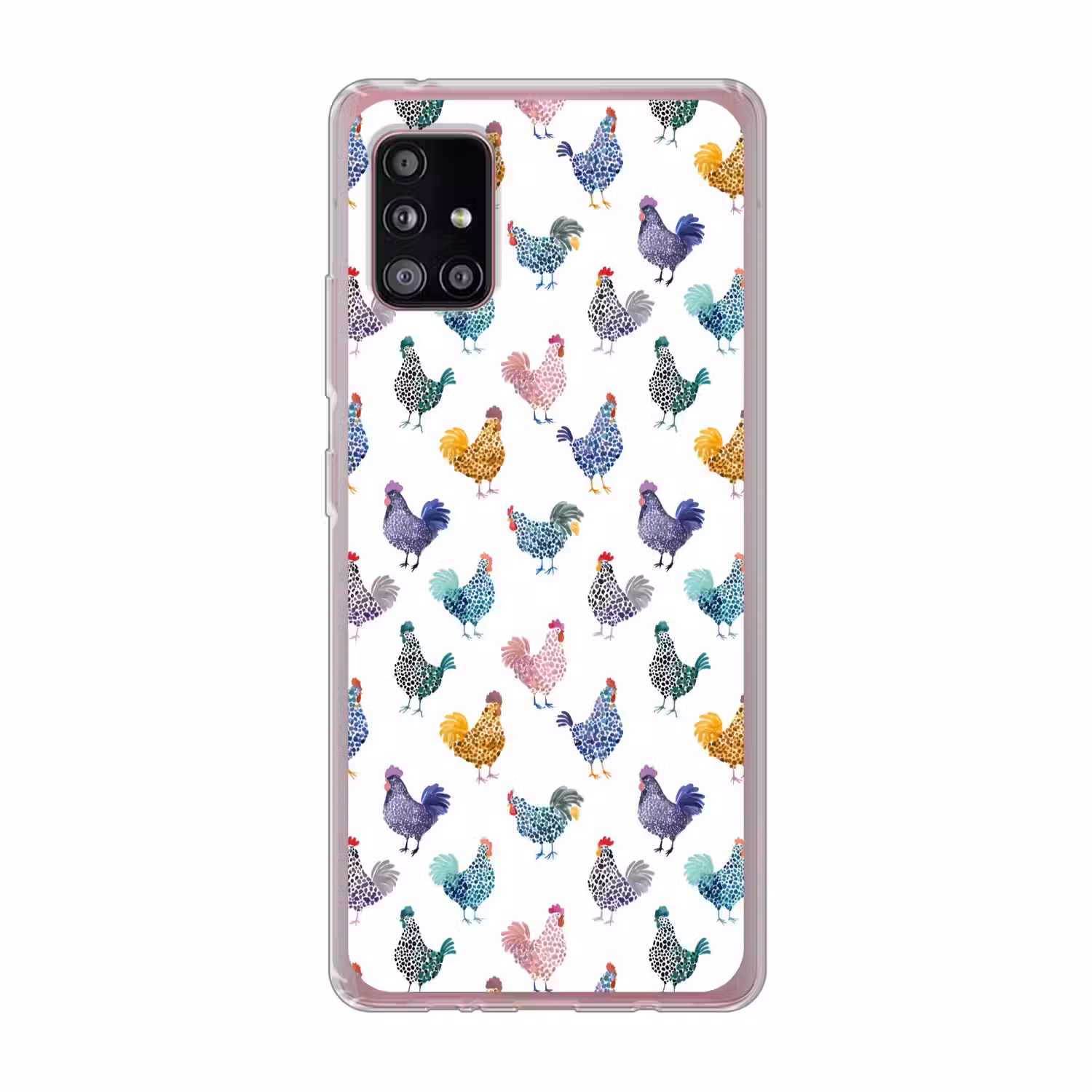 Kippen -Aquarel - Kleurrijk Telefoonhoesje Samsung Galaxy A51 5G klein 373 -3d